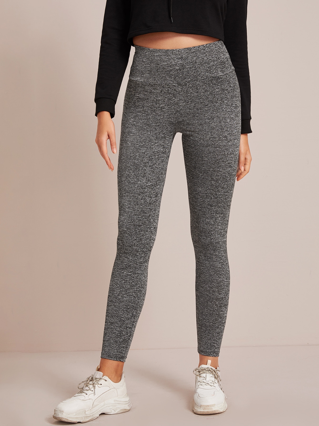 Wide Waistband Solid Leggings