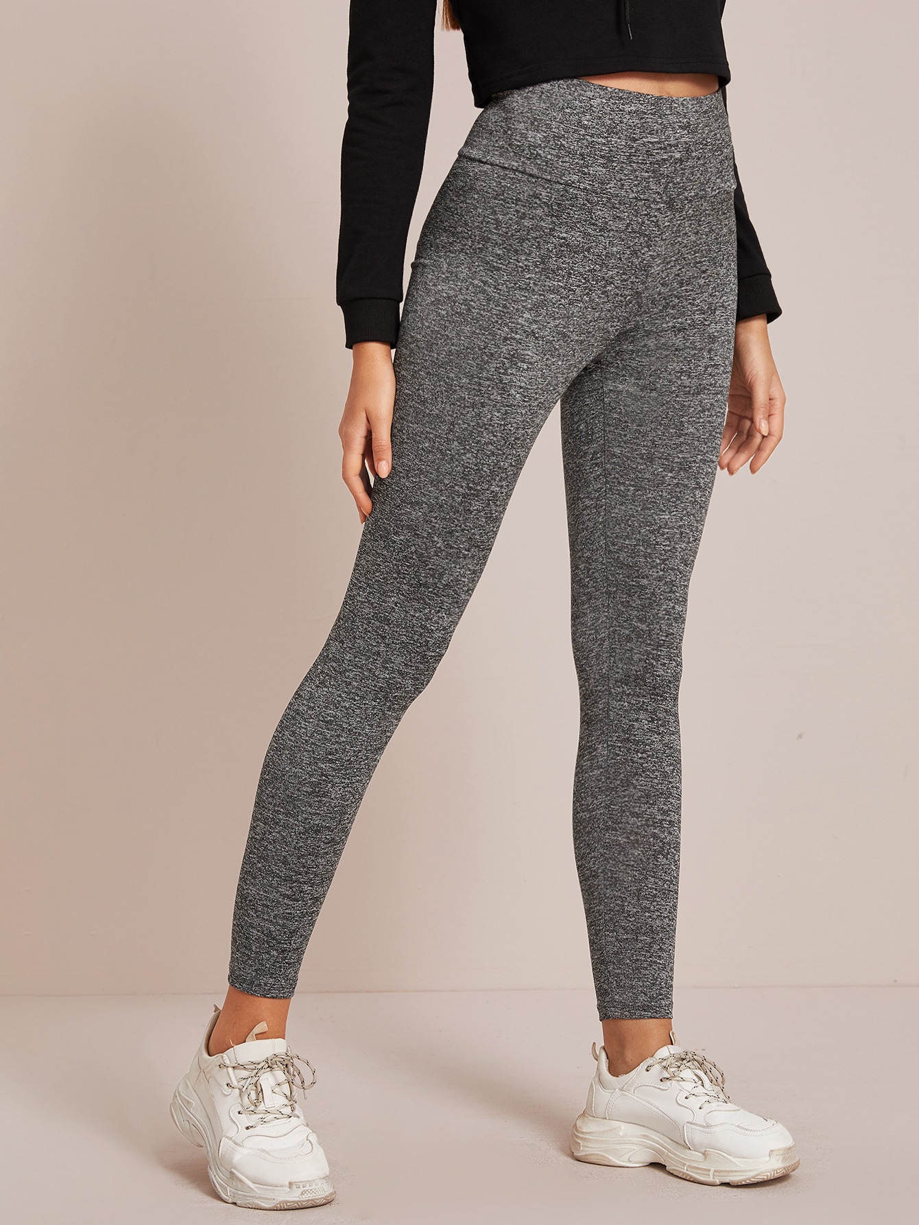 Wide Waistband Solid Leggings