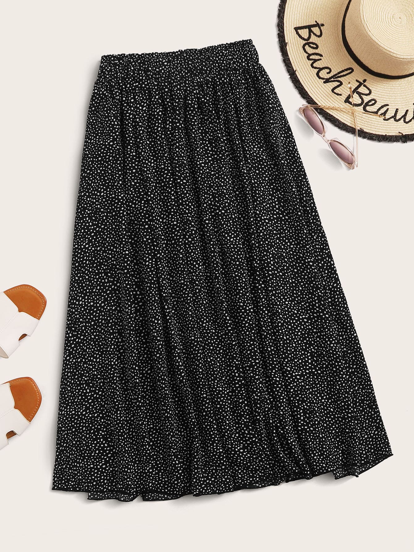 Dalmatian Print Flared Skirt