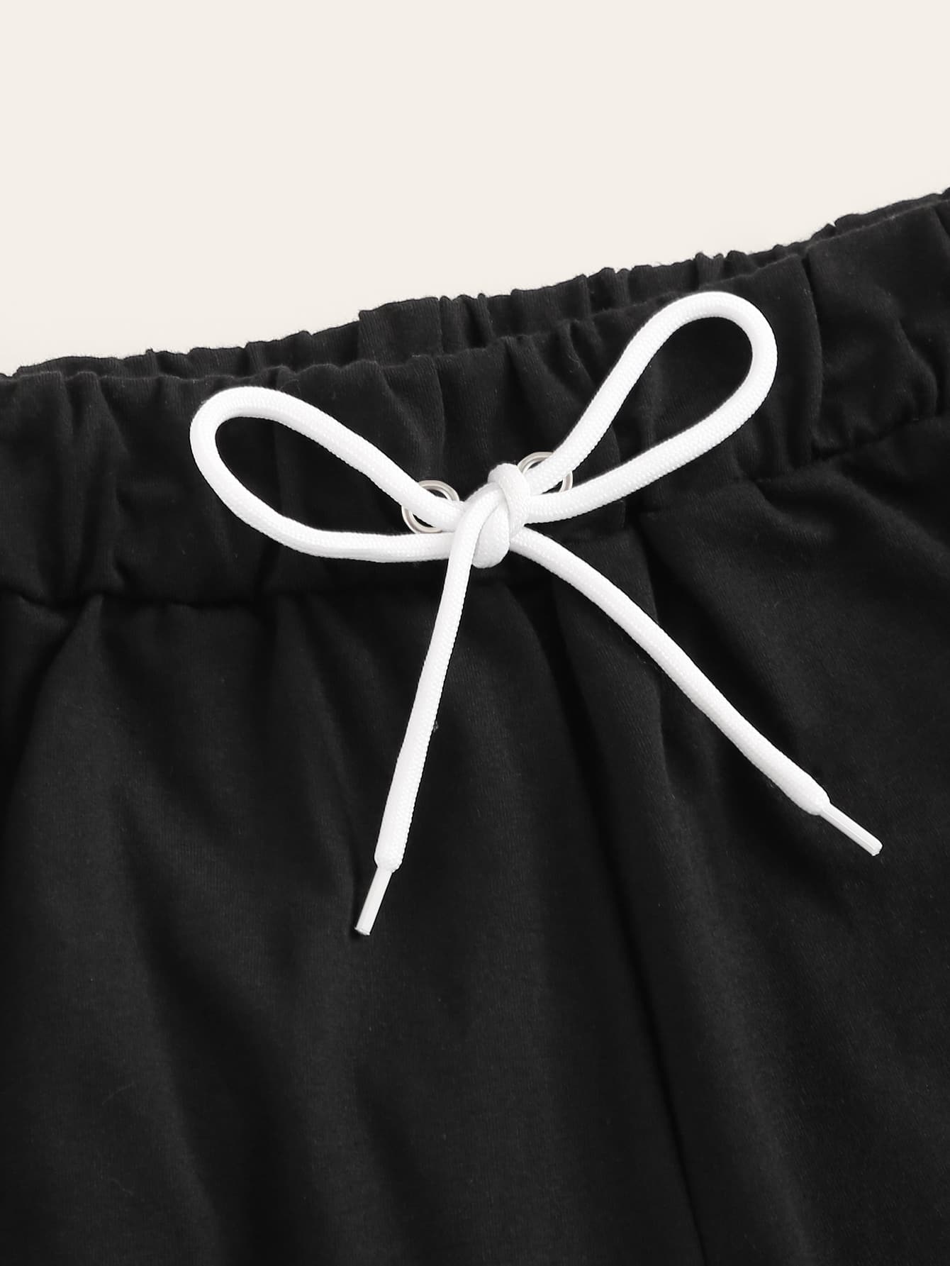 Plus Contrast Binding Tie Front Track Shorts