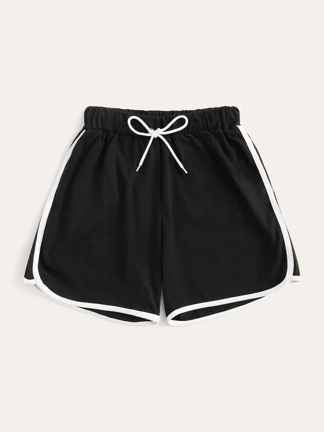 Plus Contrast Binding Tie Front Track Shorts