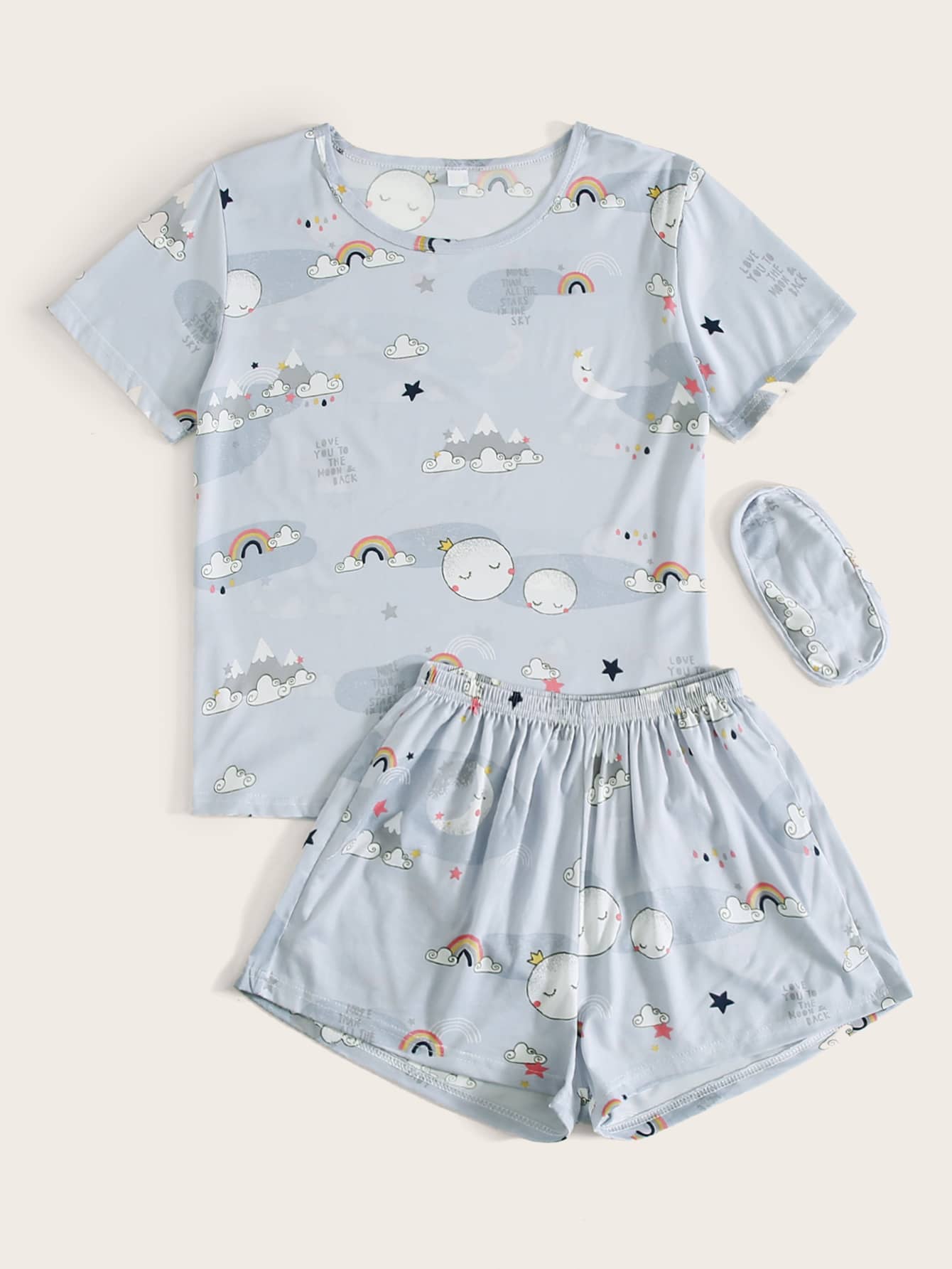Cartoon Graphic Eye Cover Pajama Set