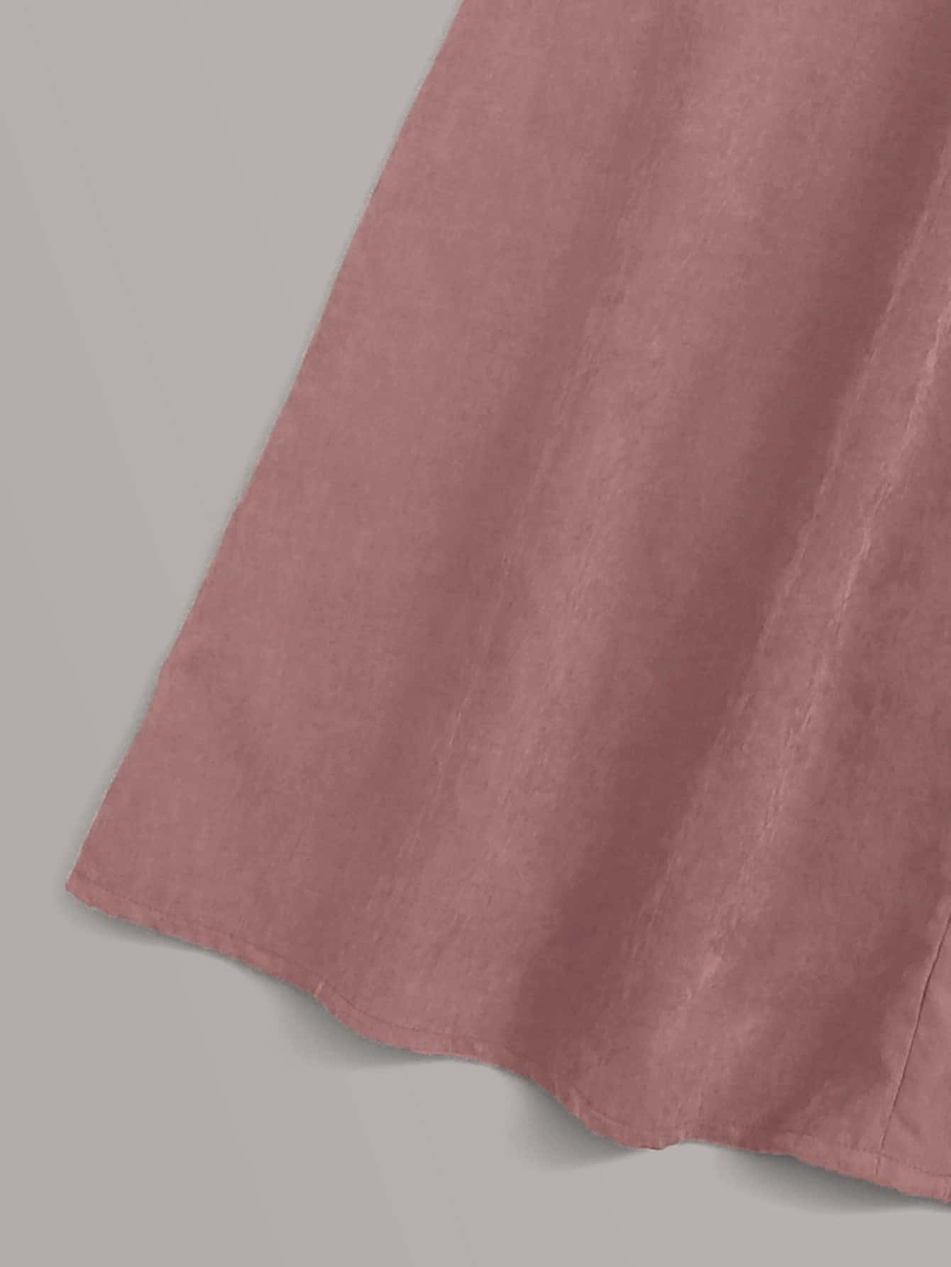 Solid Tee & Self Tie  Button Front Skirt