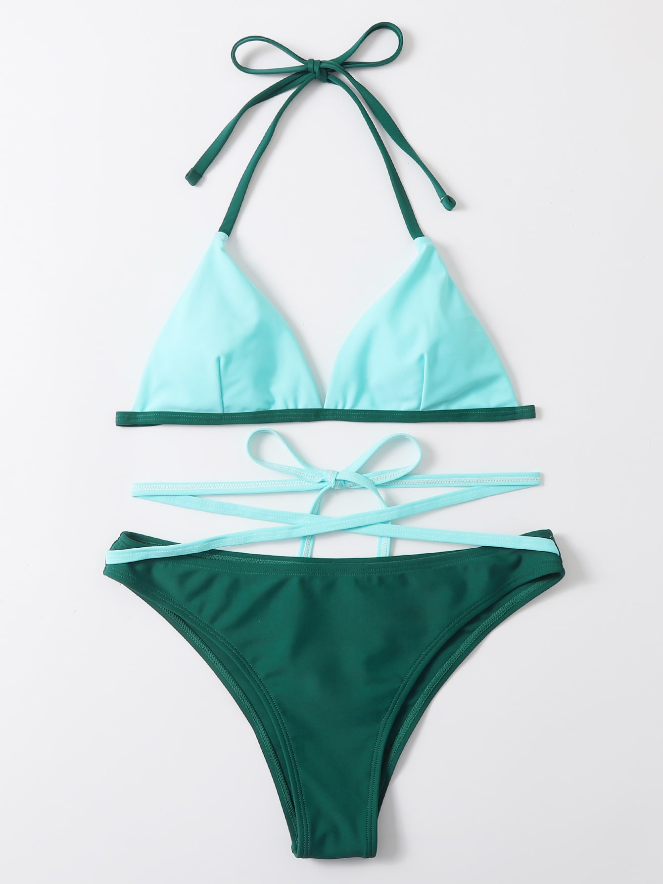 Color Block Criss Cross Bikini Set