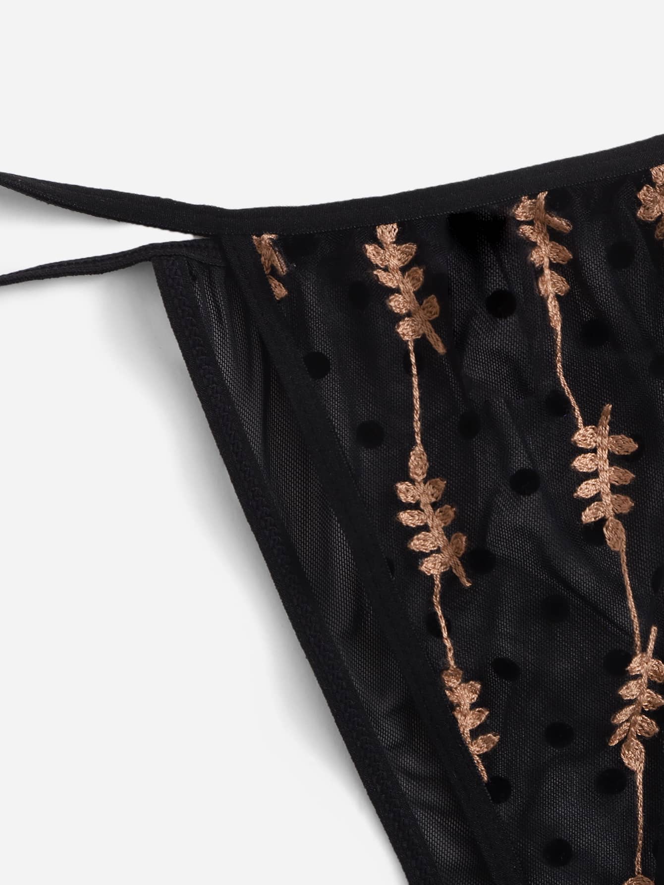Leaf Pattern Mesh Underwire Lingerie Set