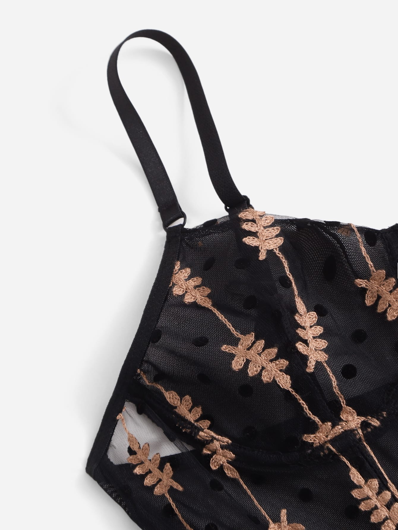 Leaf Pattern Mesh Underwire Lingerie Set