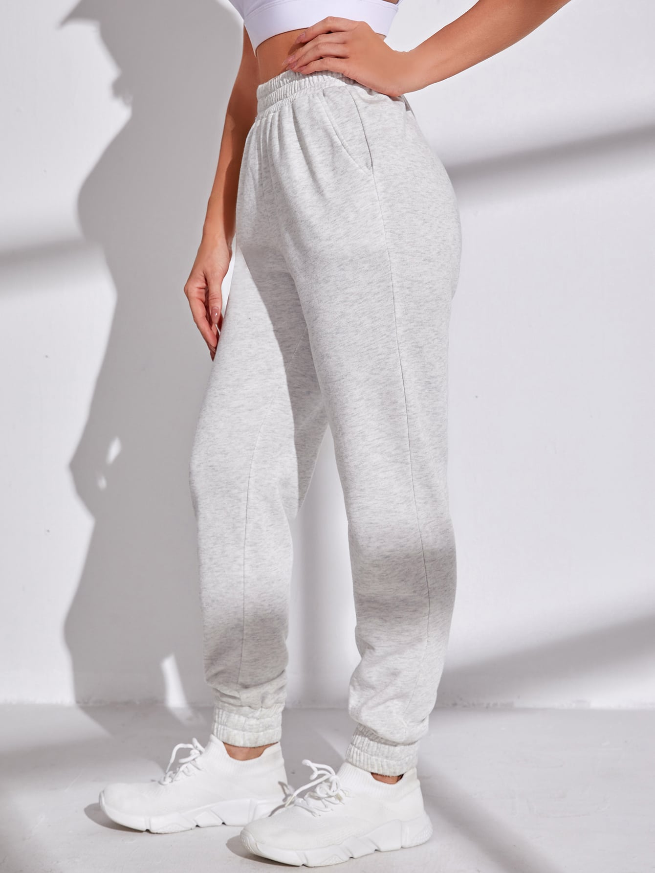 Solid Slant Pocket Sports Pants