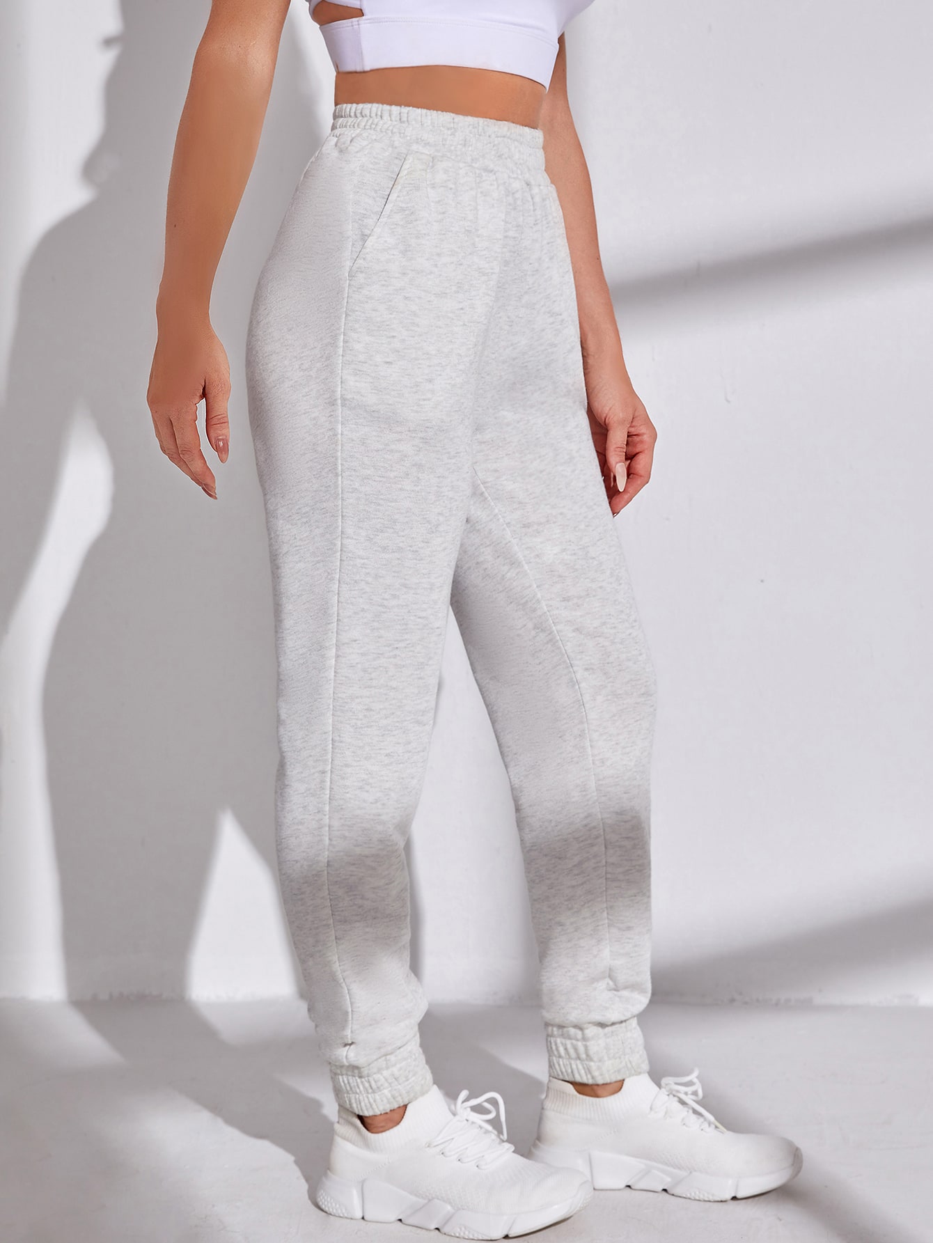 Solid Slant Pocket Sports Pants