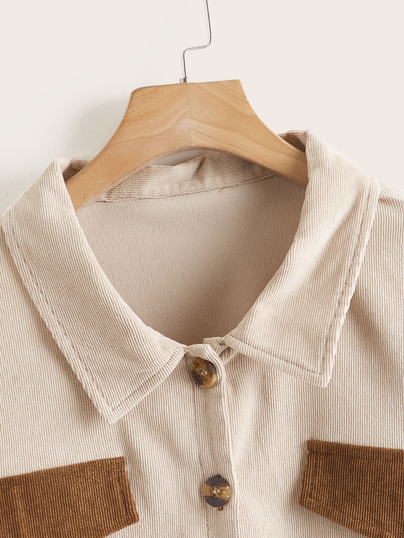 Corduroy Colorblock Button Front Overshirt