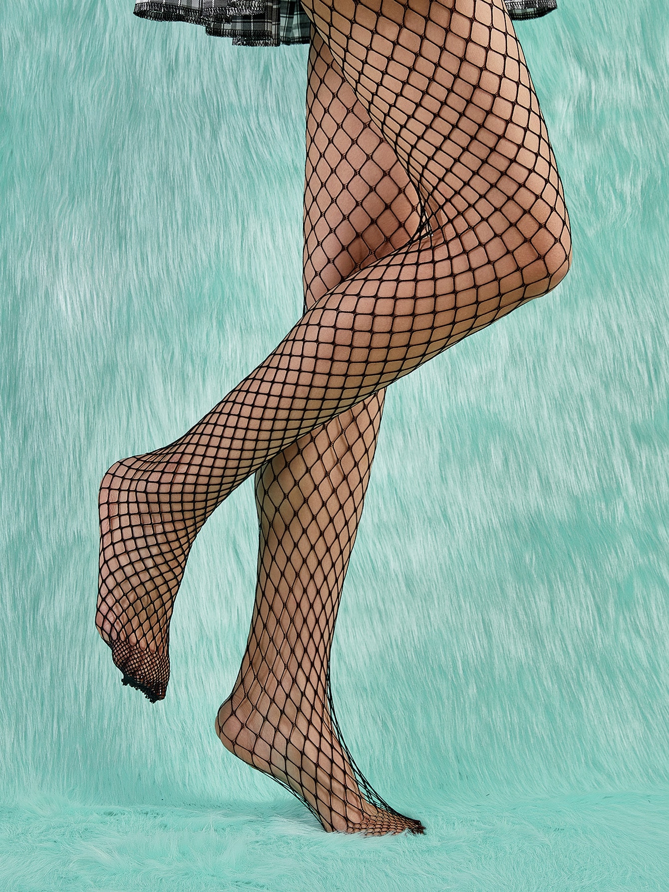 3pairs Solid Fishnet Tights