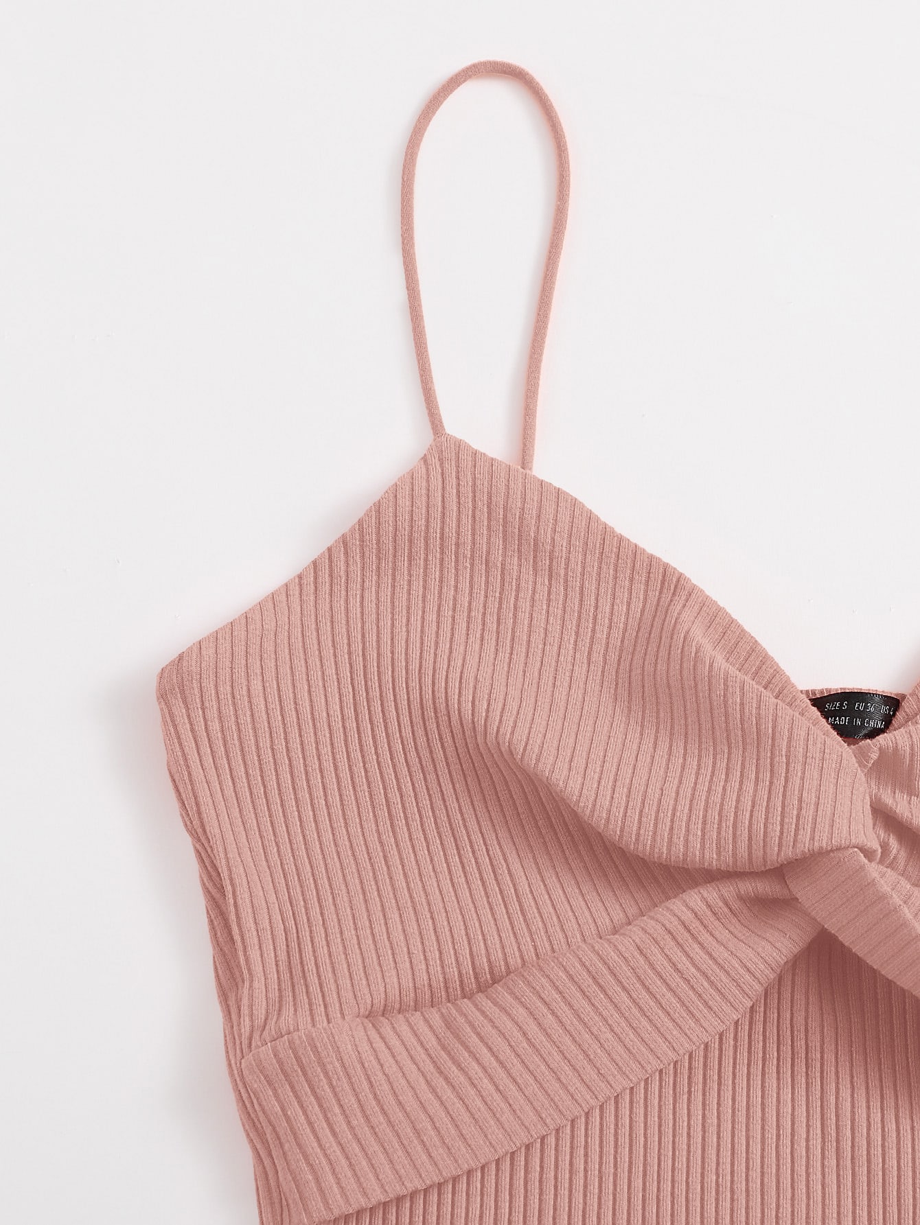 Twist Front Rib-knit Slip Bodysuit