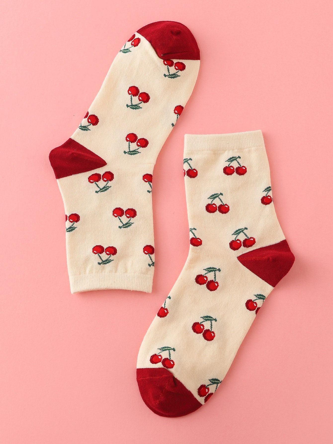 Cherry Print Crew Socks