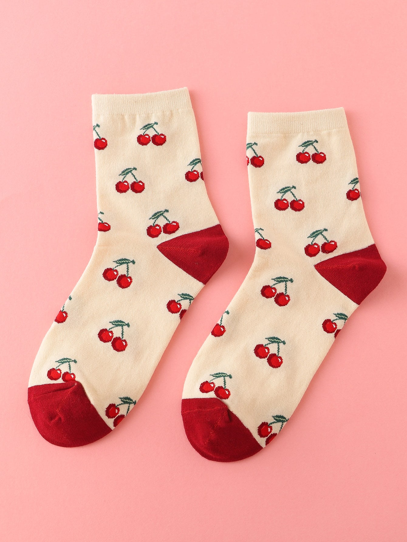 Cherry Print Crew Socks