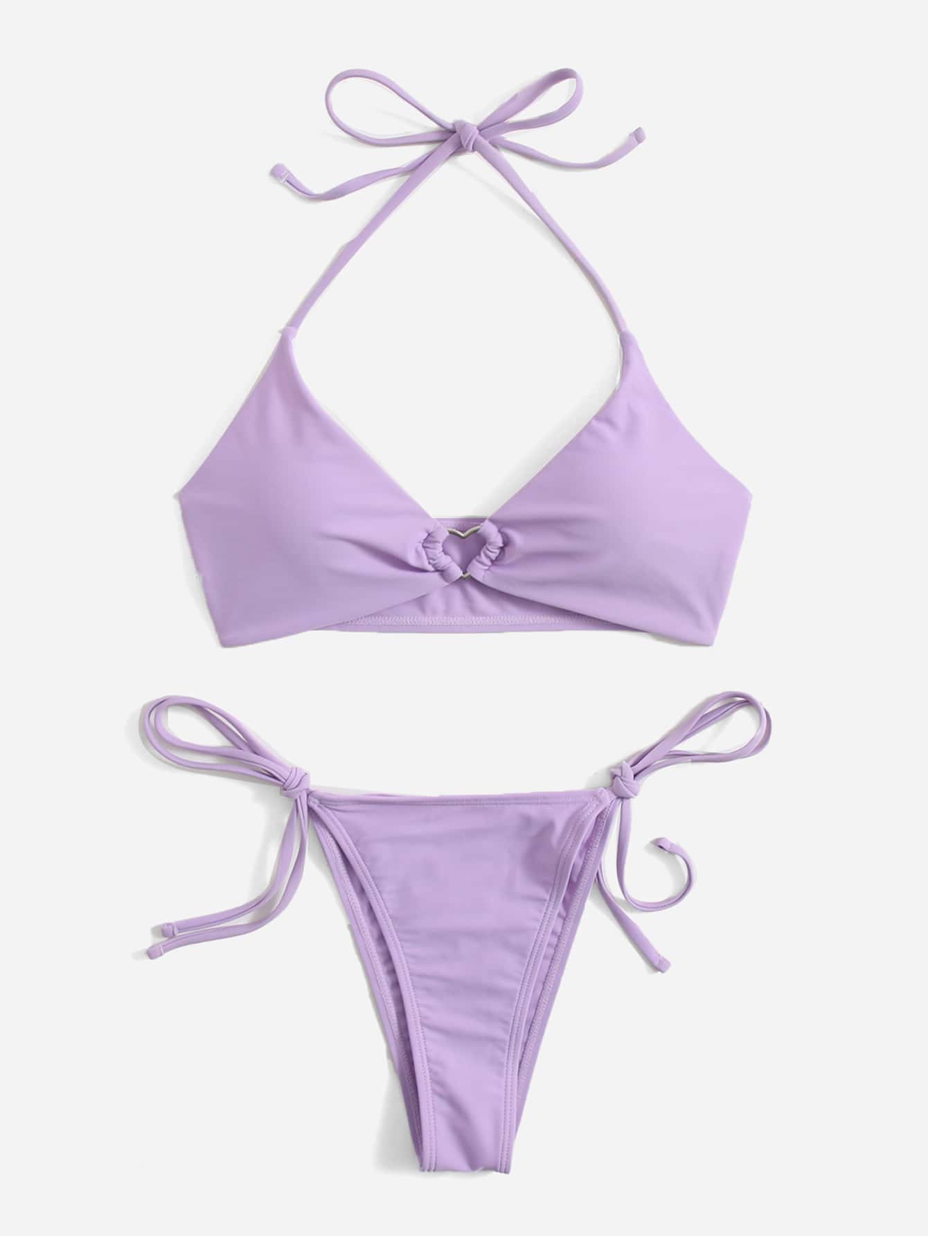 Summer Beach Romwe X Gabiciamp Bikini Set Heart Ring Triangle Bra & Thong Bottom 2 Piece Bathing Suit