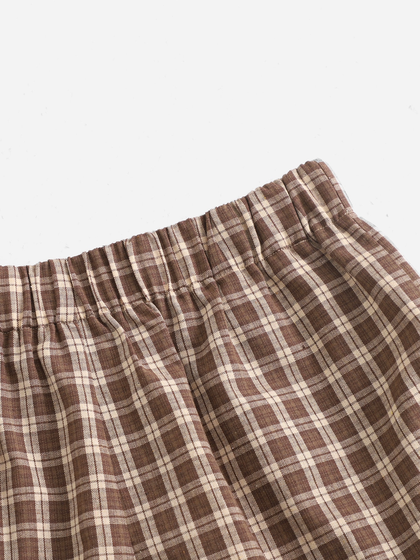 Elastic Waist Plaid Shorts