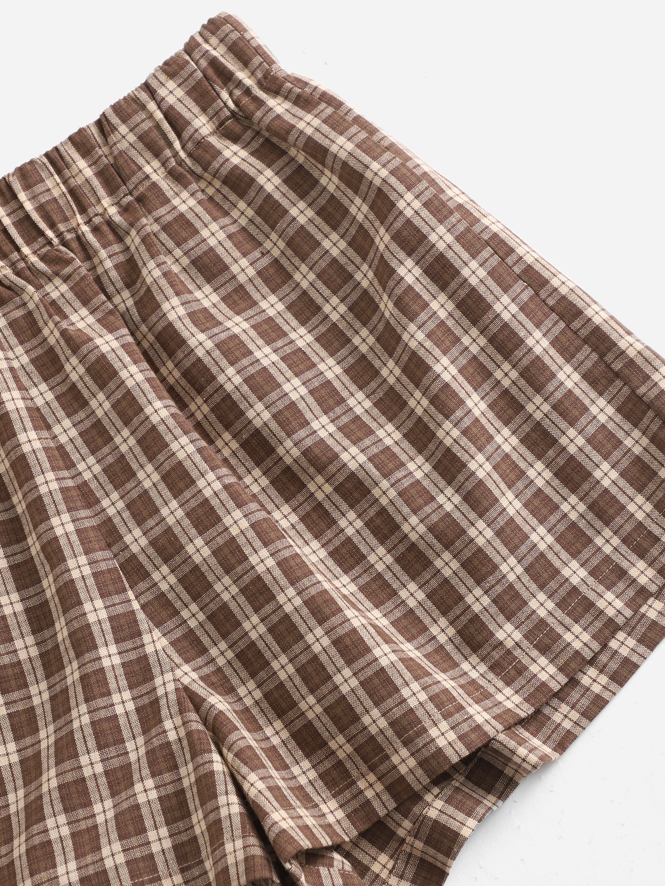 Elastic Waist Plaid Shorts