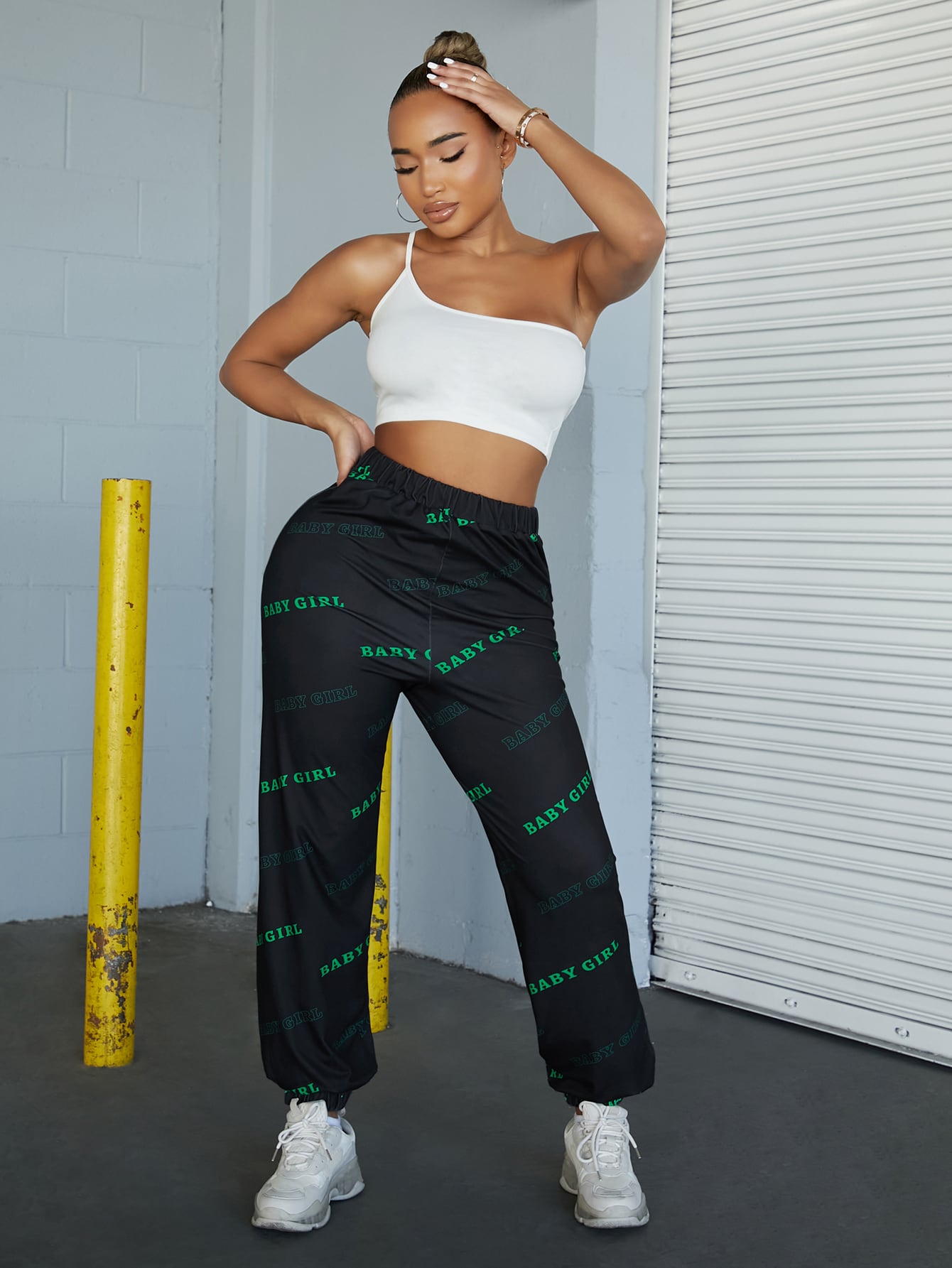 Softness Letter Graphic Sports Pants