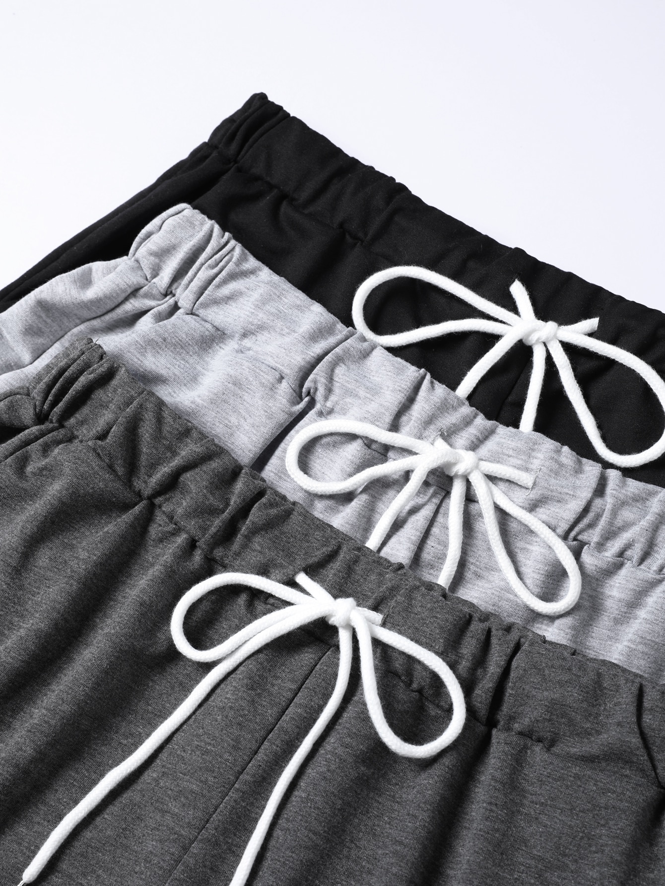 Plus 3pcs Drawstring Waist Track Shorts