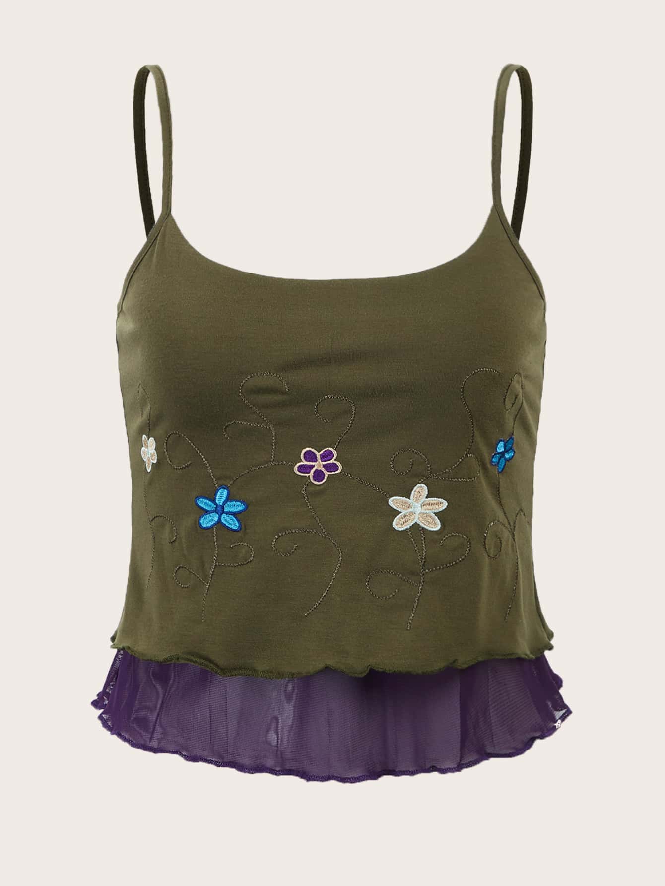 Hippie Floral Embroidery Cami Top