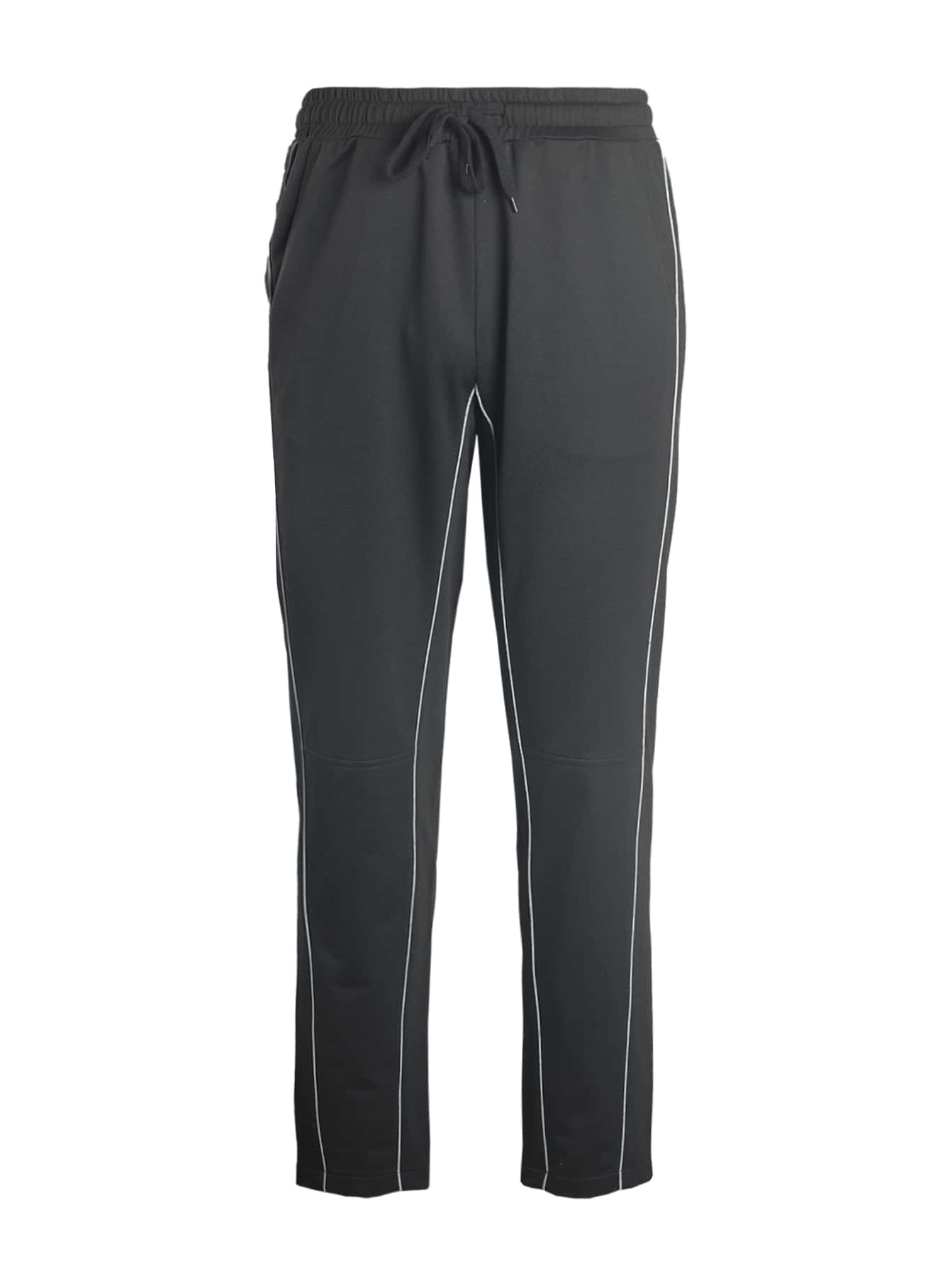 Guys Contrast Piping Drawstring Waist Sweatpants