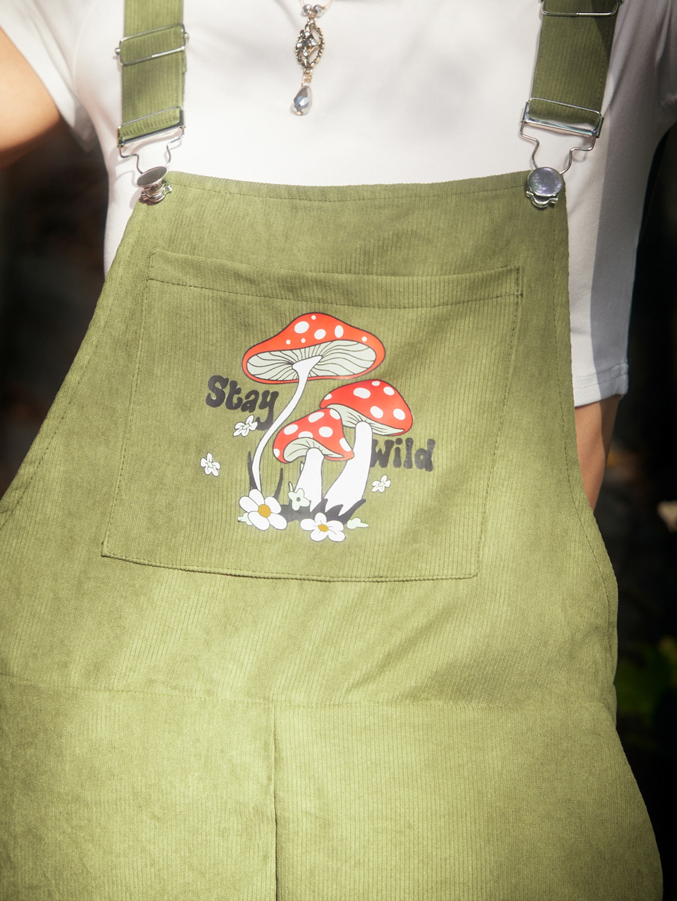 Fairycore Slogan Mushroom Graphic Jumpsuit Without Tee