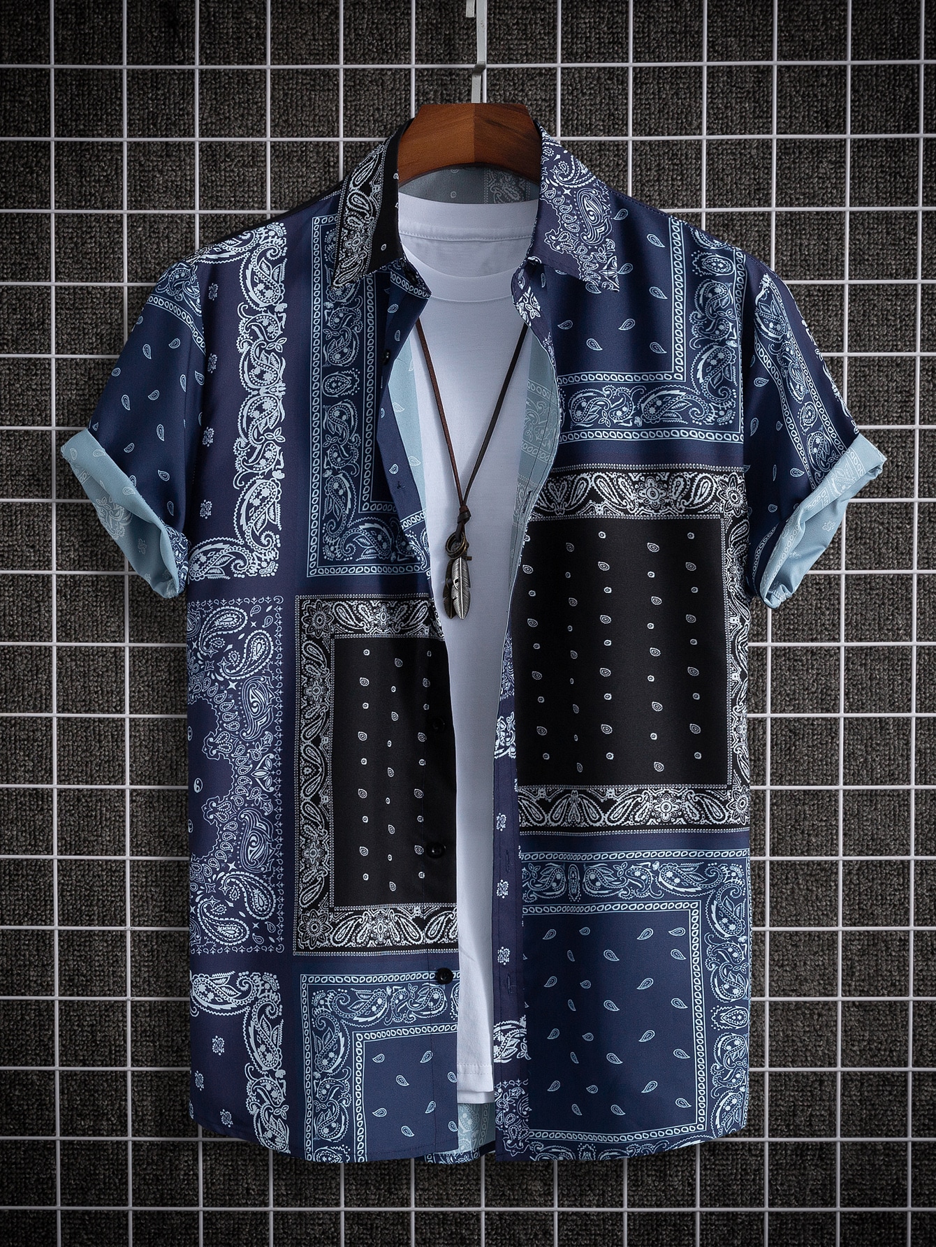 Guys Paisley & Scarf Print Shirt Without Tee