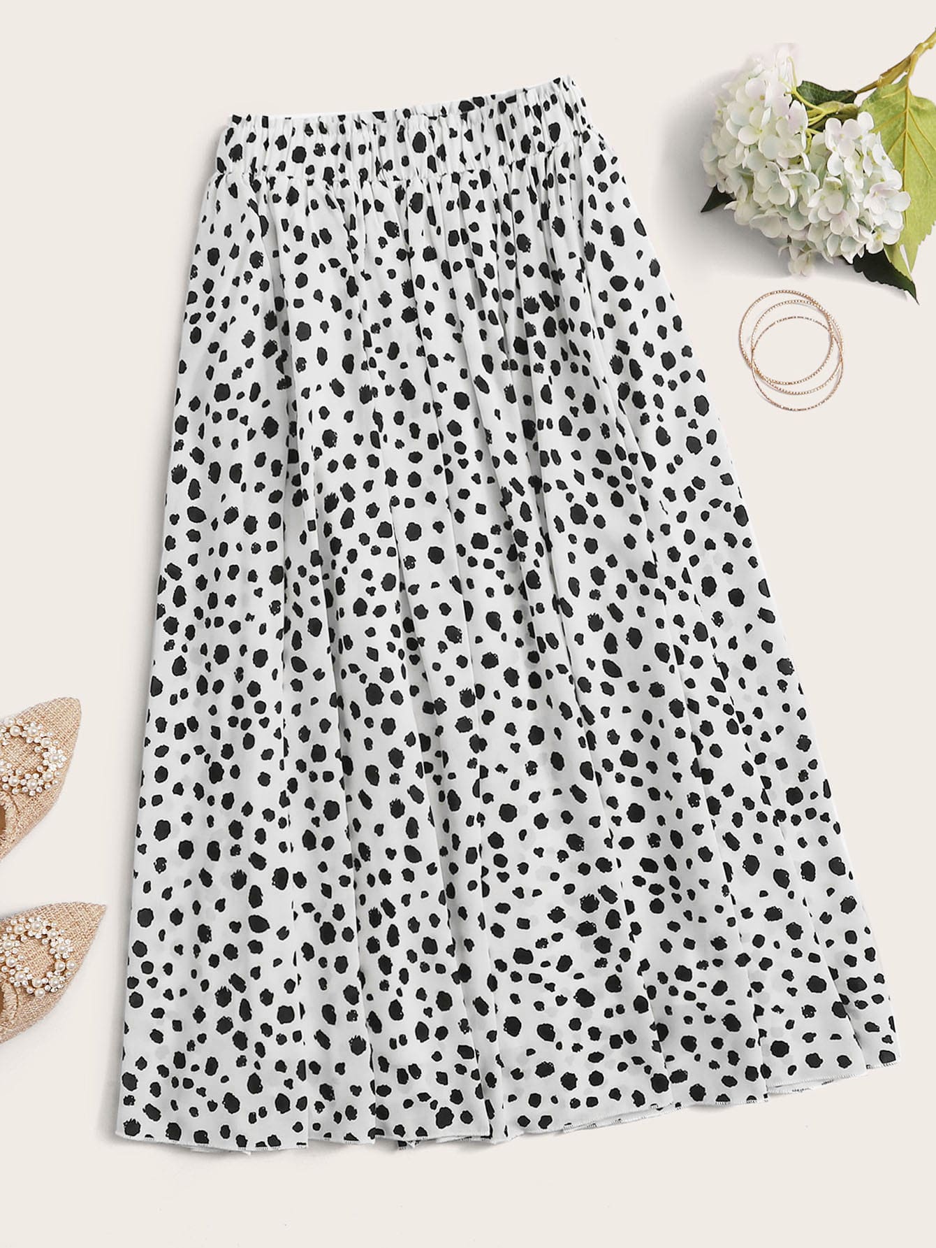 Dalmatian Print Midi Skirt Vacation Beach Outfits Women