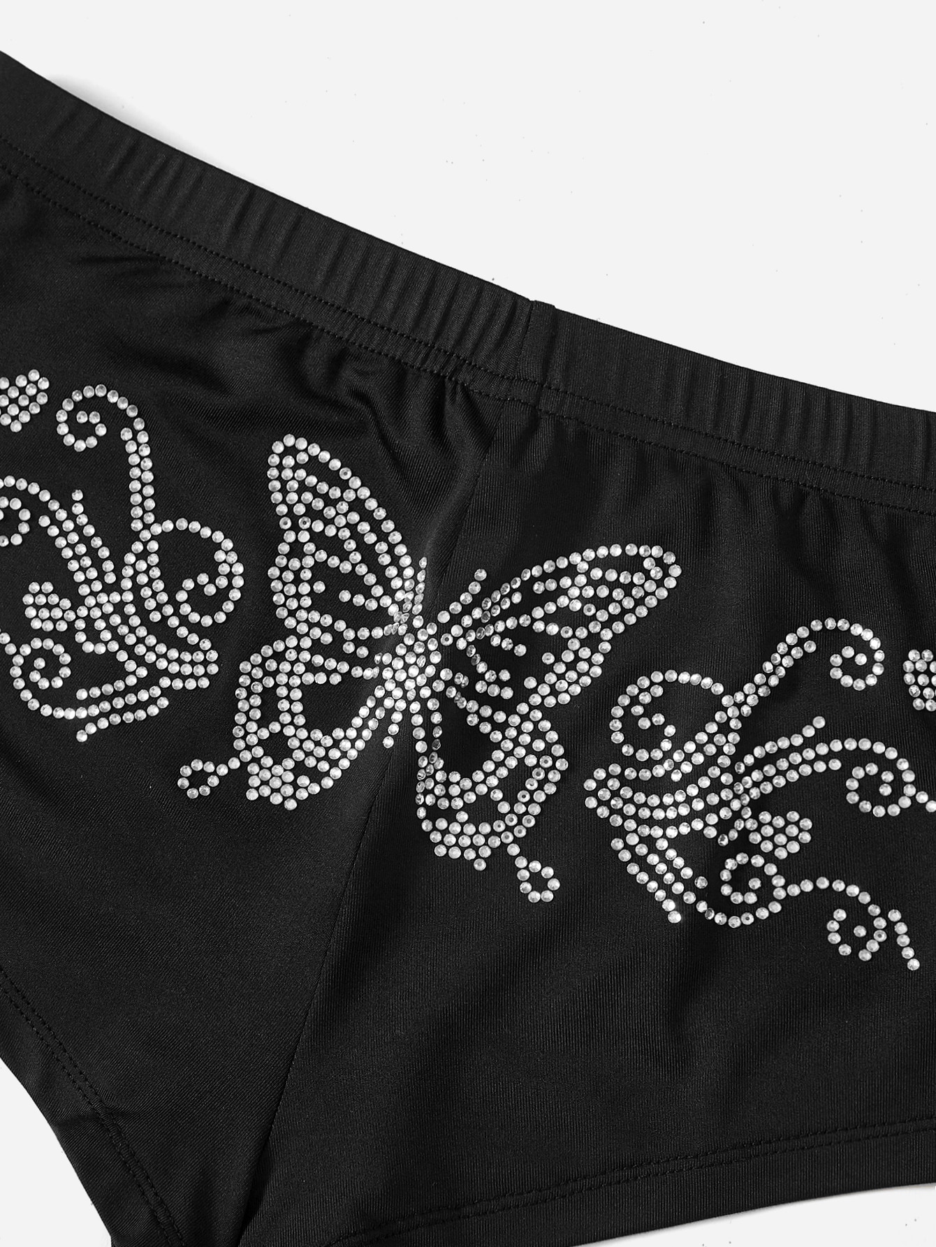 Rhinestone Butterfly Pattern Biker Y2k Shorts