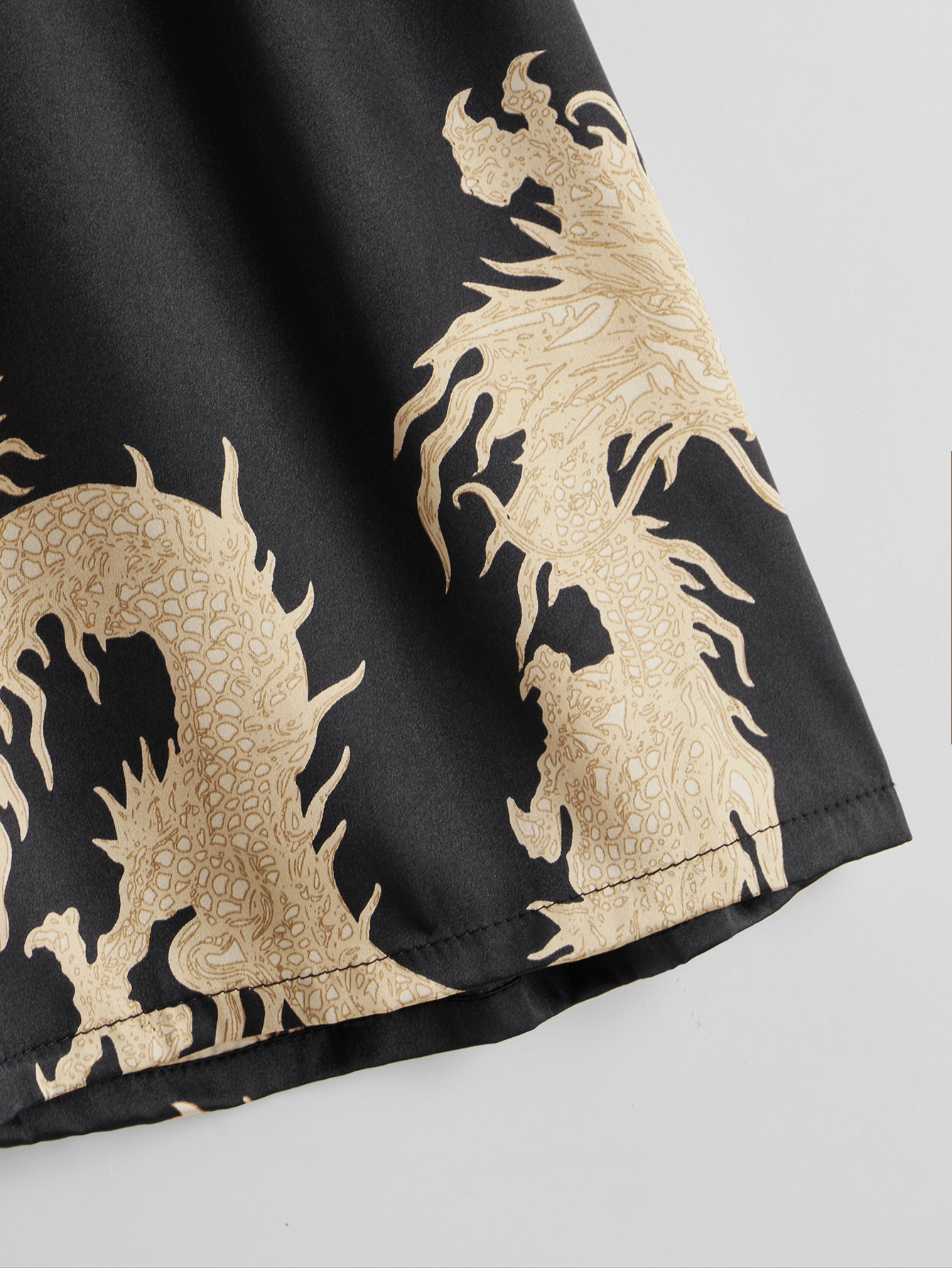 Guys Dragon Print Satin Pajama Shorts