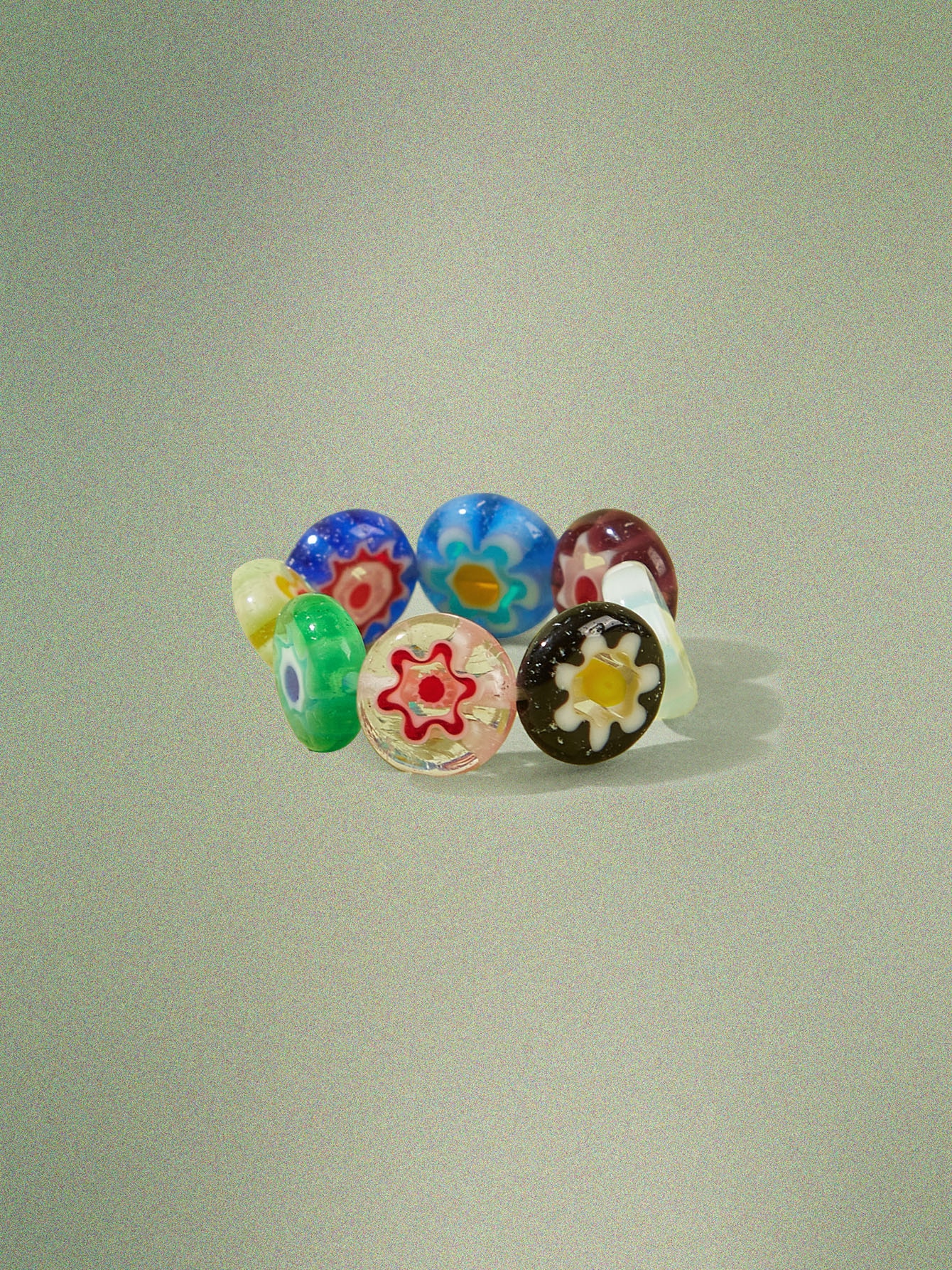 Fairycore Floral Pattern Beaded Ring