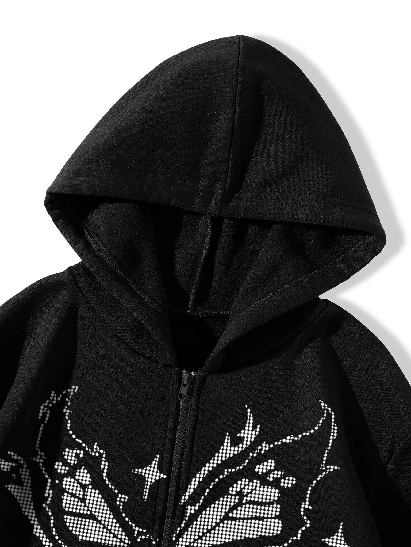 Butterfly Print Zip Up Thermal Lined Hoodie,Long Sleeve Tops