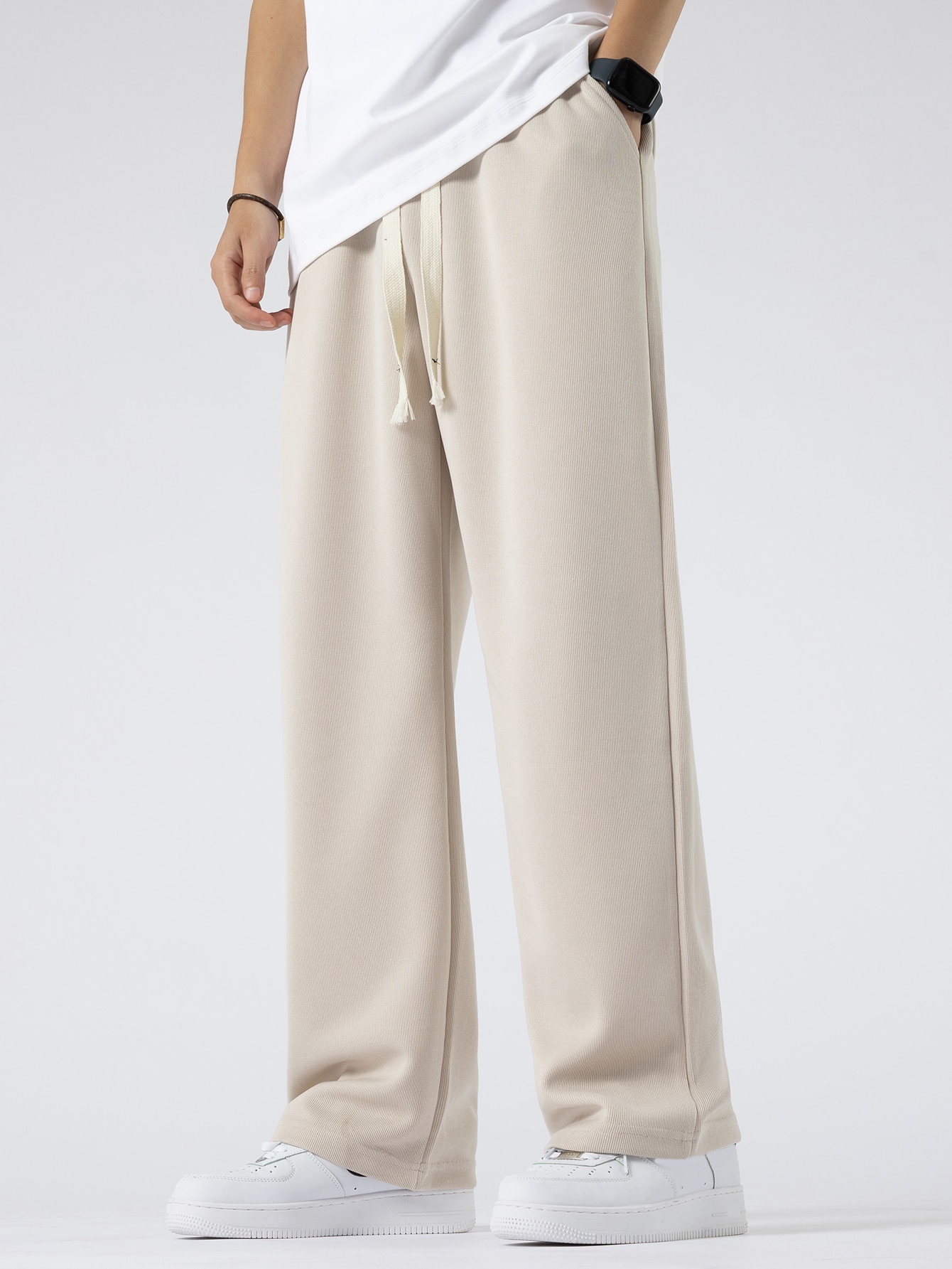 Guys Drawstring Waist Straight Leg Pants