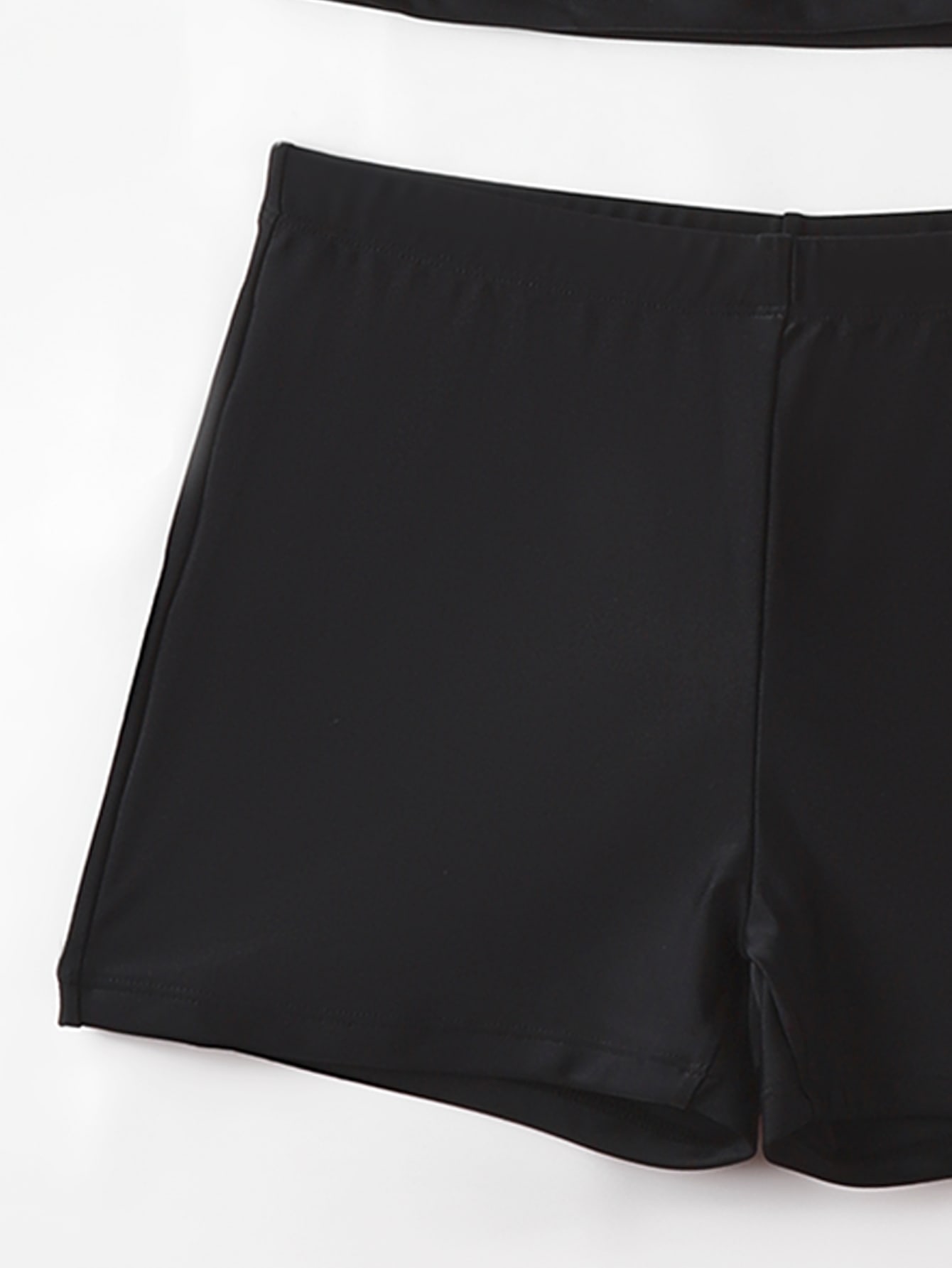 Summer Beach Plain Tummy Control Halter Shorts Tankini