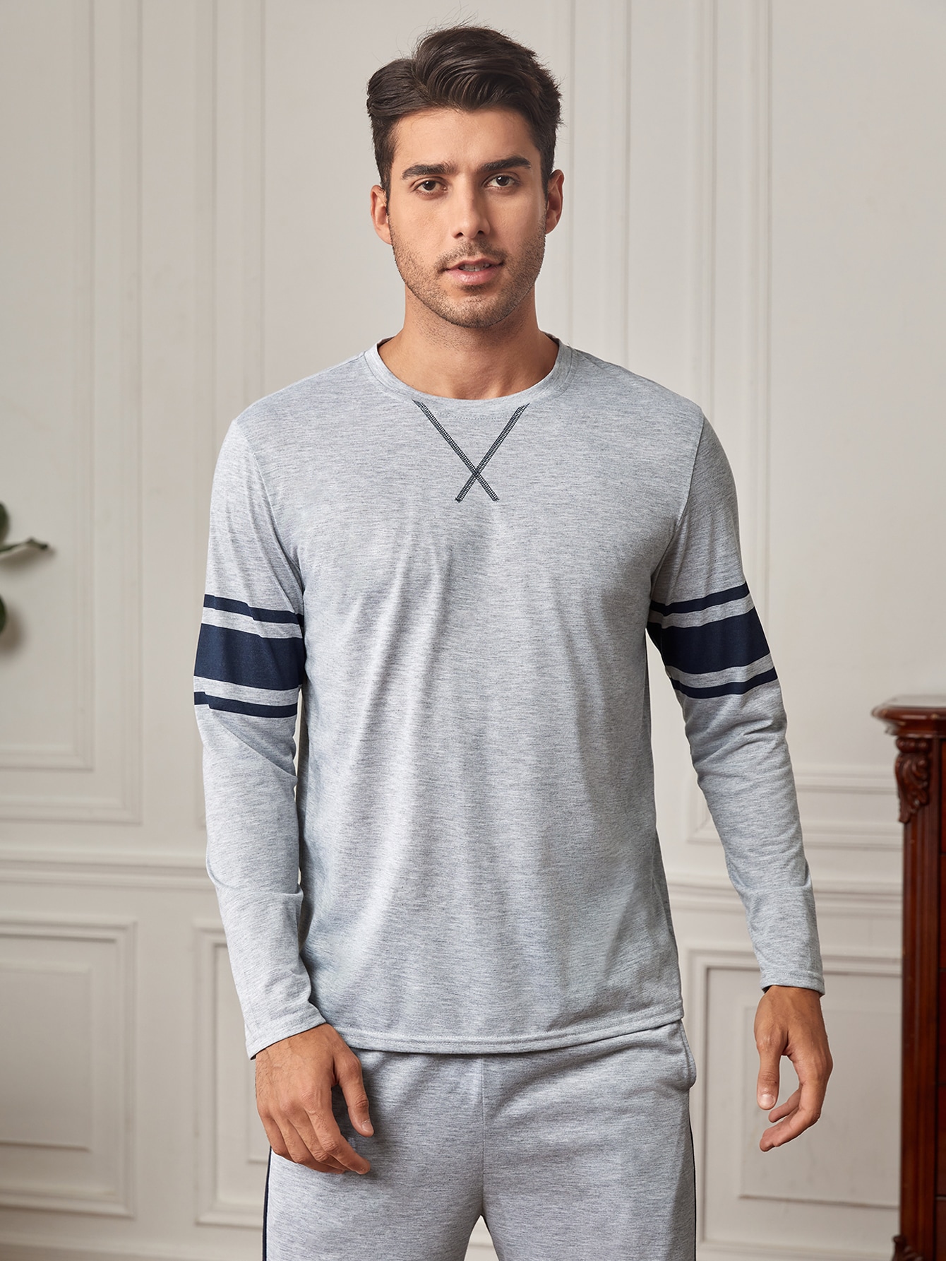 Guys Striped Print PJ Set