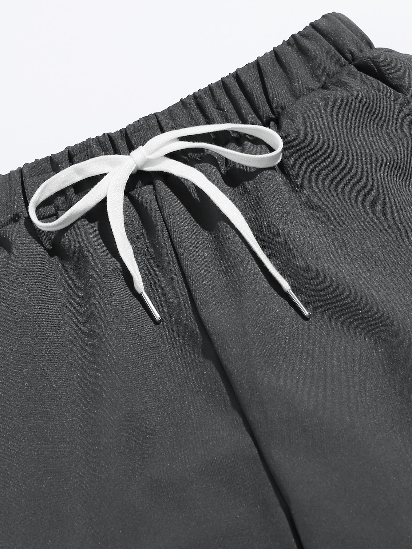 Letter Embroidery Drawstring Waist Carrot Pants