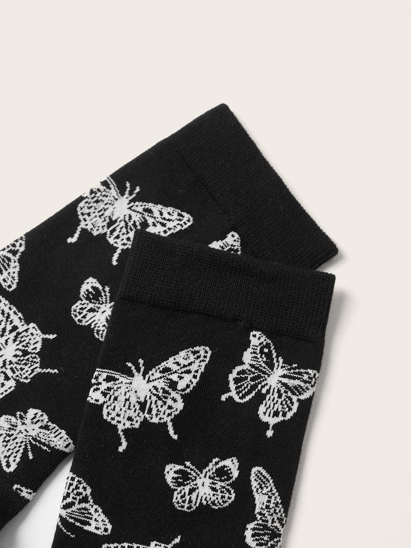 Goth Butterfly Print Crew Socks