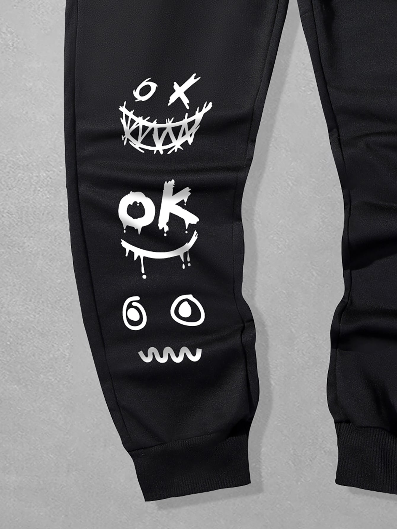 Guys Slogan Cartoon Graphic Drawstring Sweatpants
