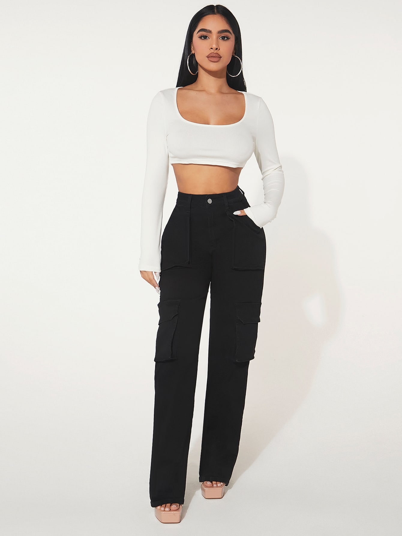 Flap Pocket Cargo Jeans