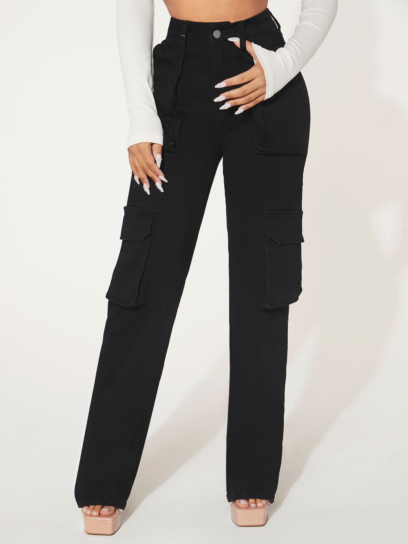 Flap Pocket Cargo Jeans