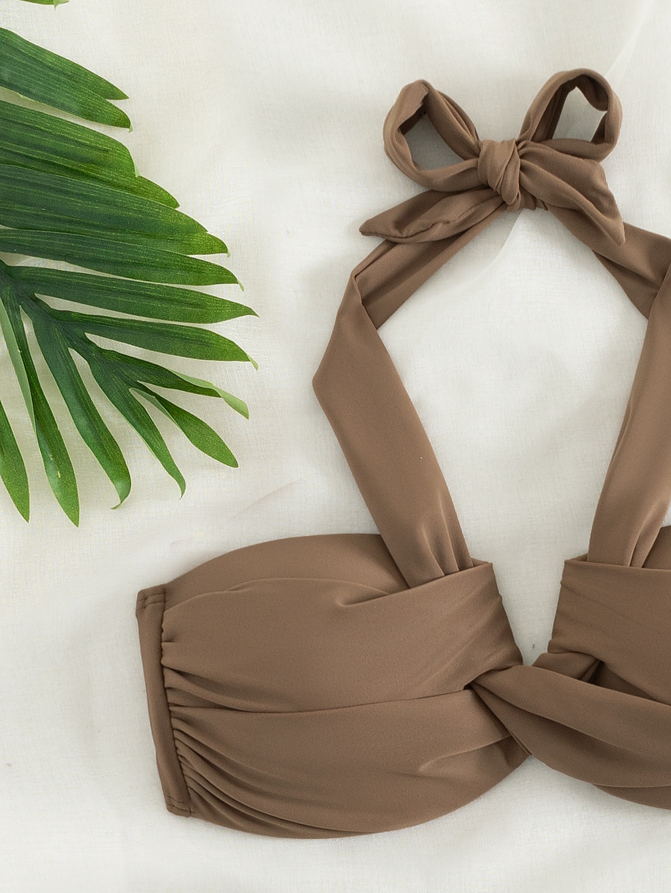 Summer Beach Twist Front Halter Bikini Top