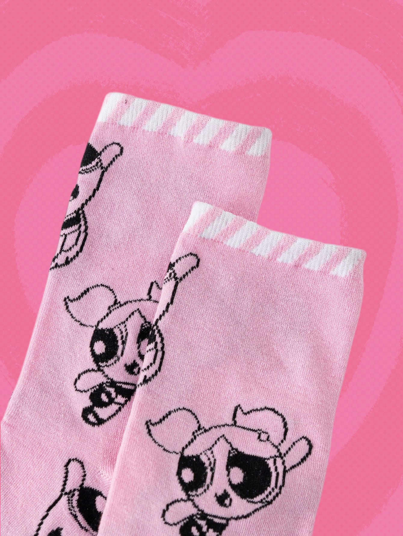 The Powerpuff Girls | ROMWE Letter & Cartoon Graphic Crew Socks