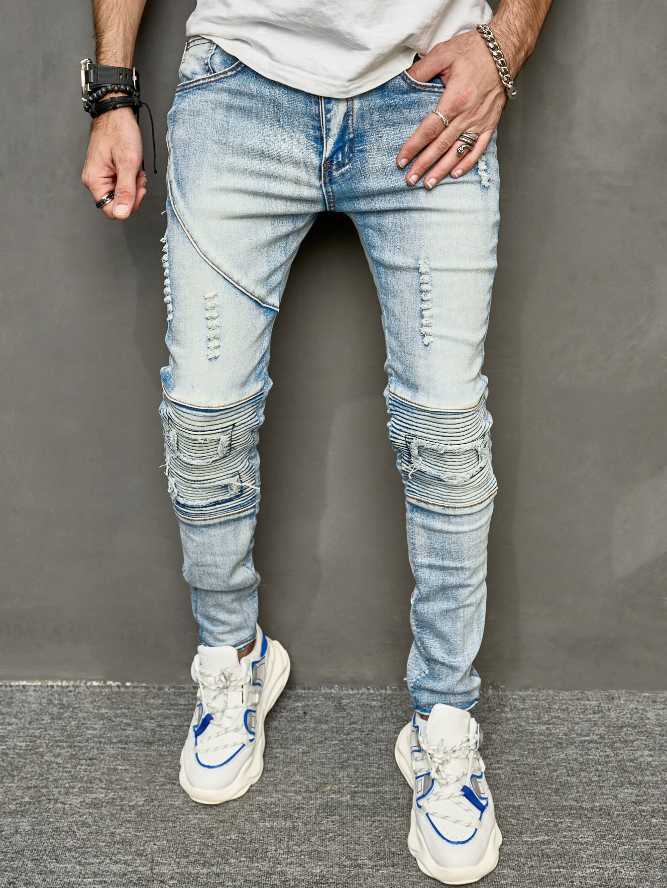 Guys Ripped Washed Skinny Jeans
