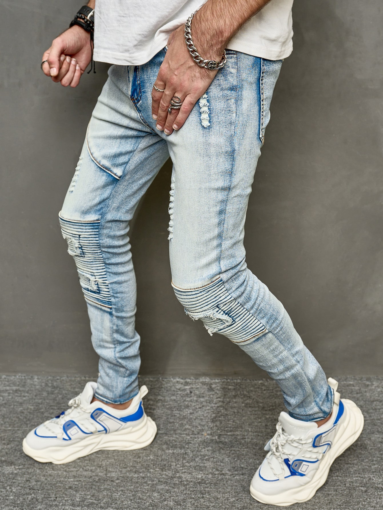 Guys Ripped Washed Skinny Jeans