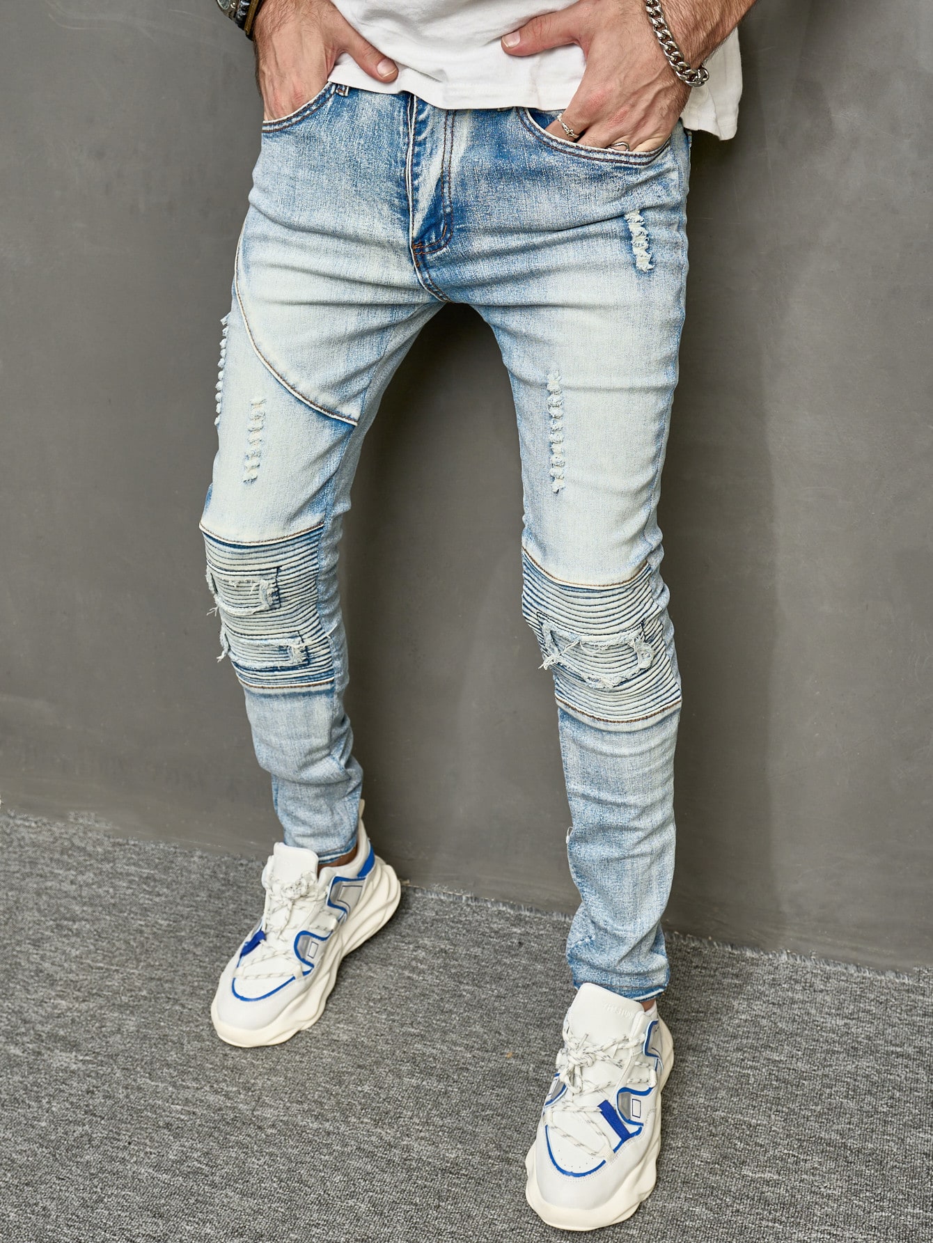 Guys Ripped Washed Skinny Jeans
