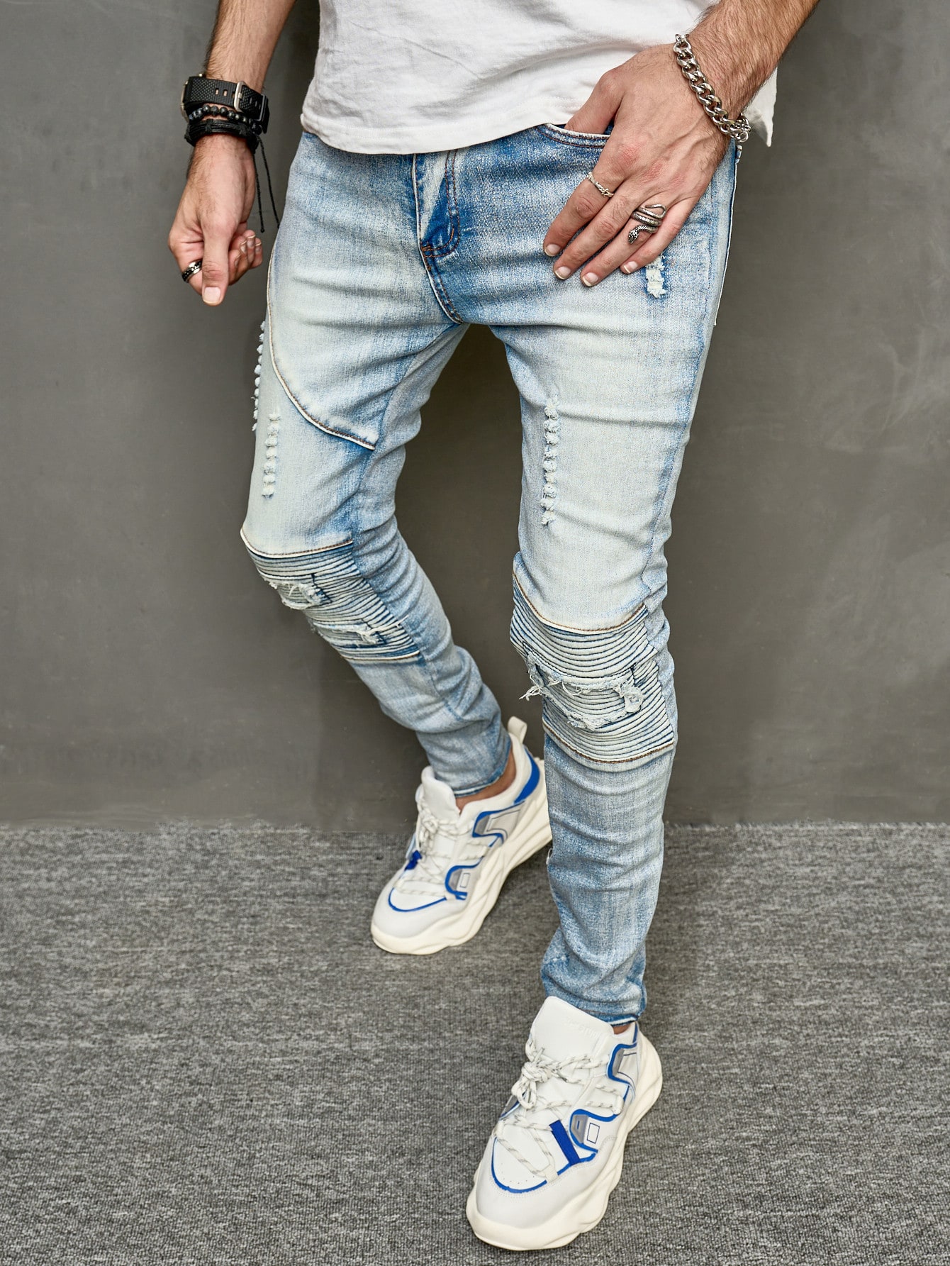 Guys Ripped Washed Skinny Jeans