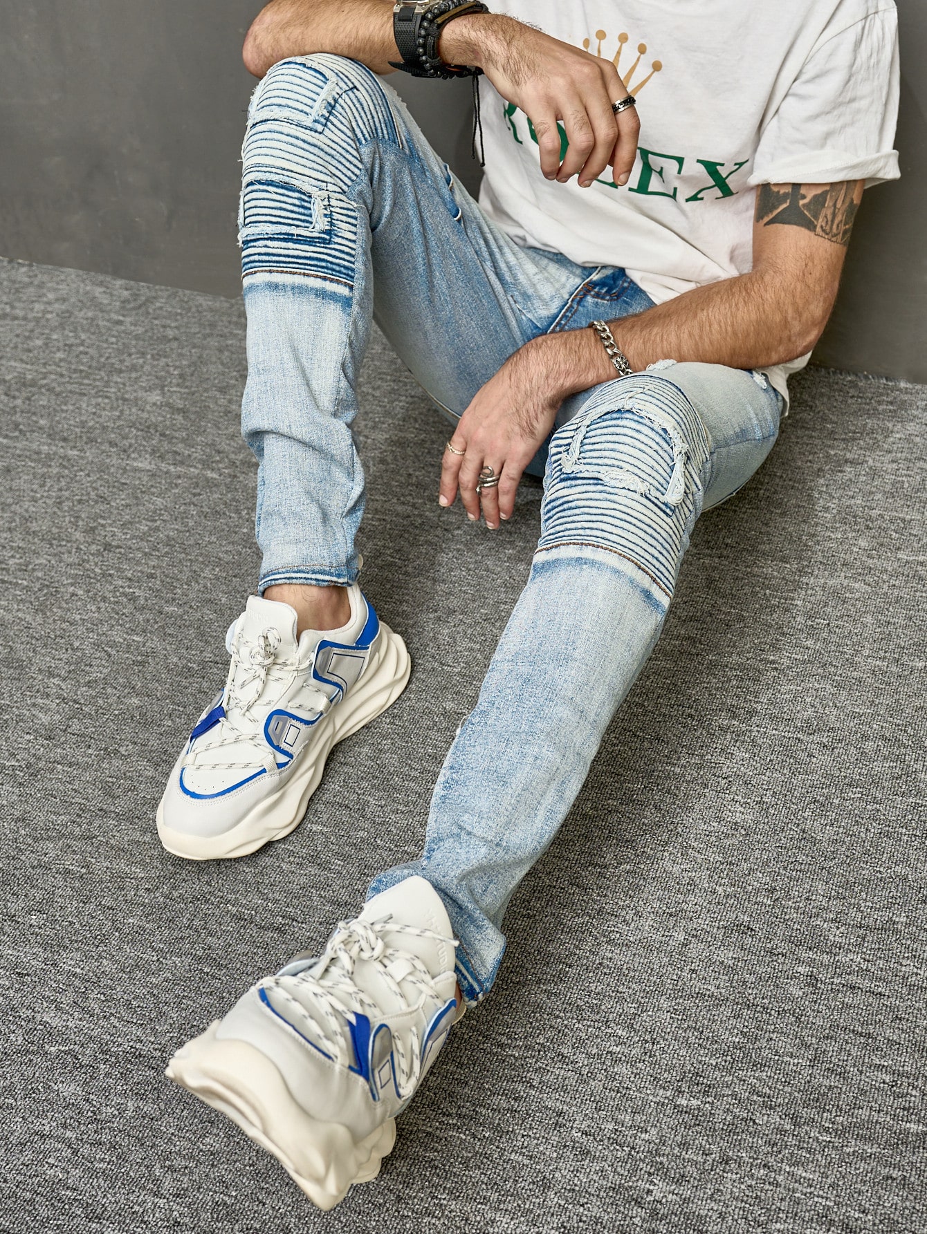 Guys Ripped Washed Skinny Jeans