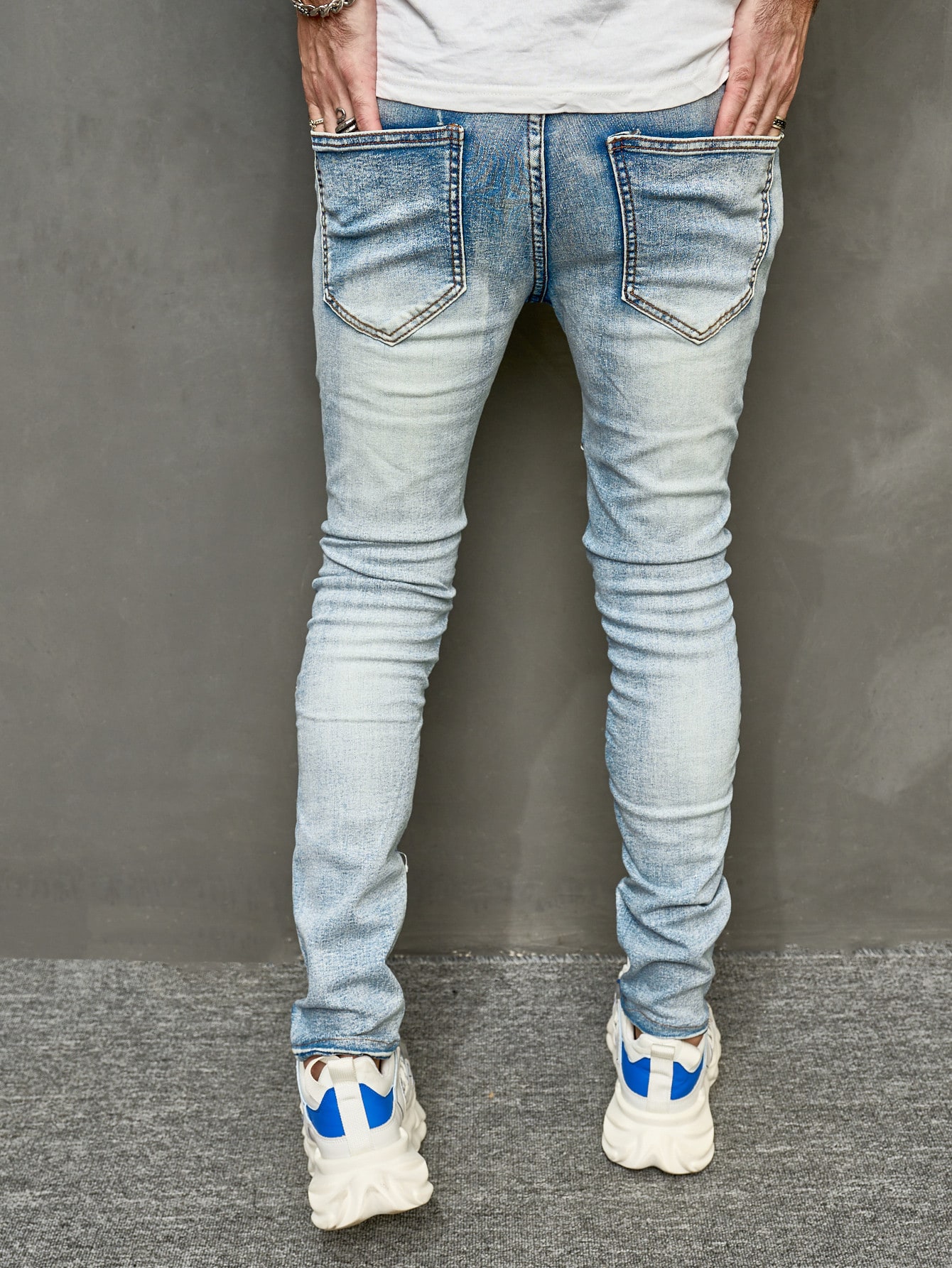 Guys Ripped Washed Skinny Jeans
