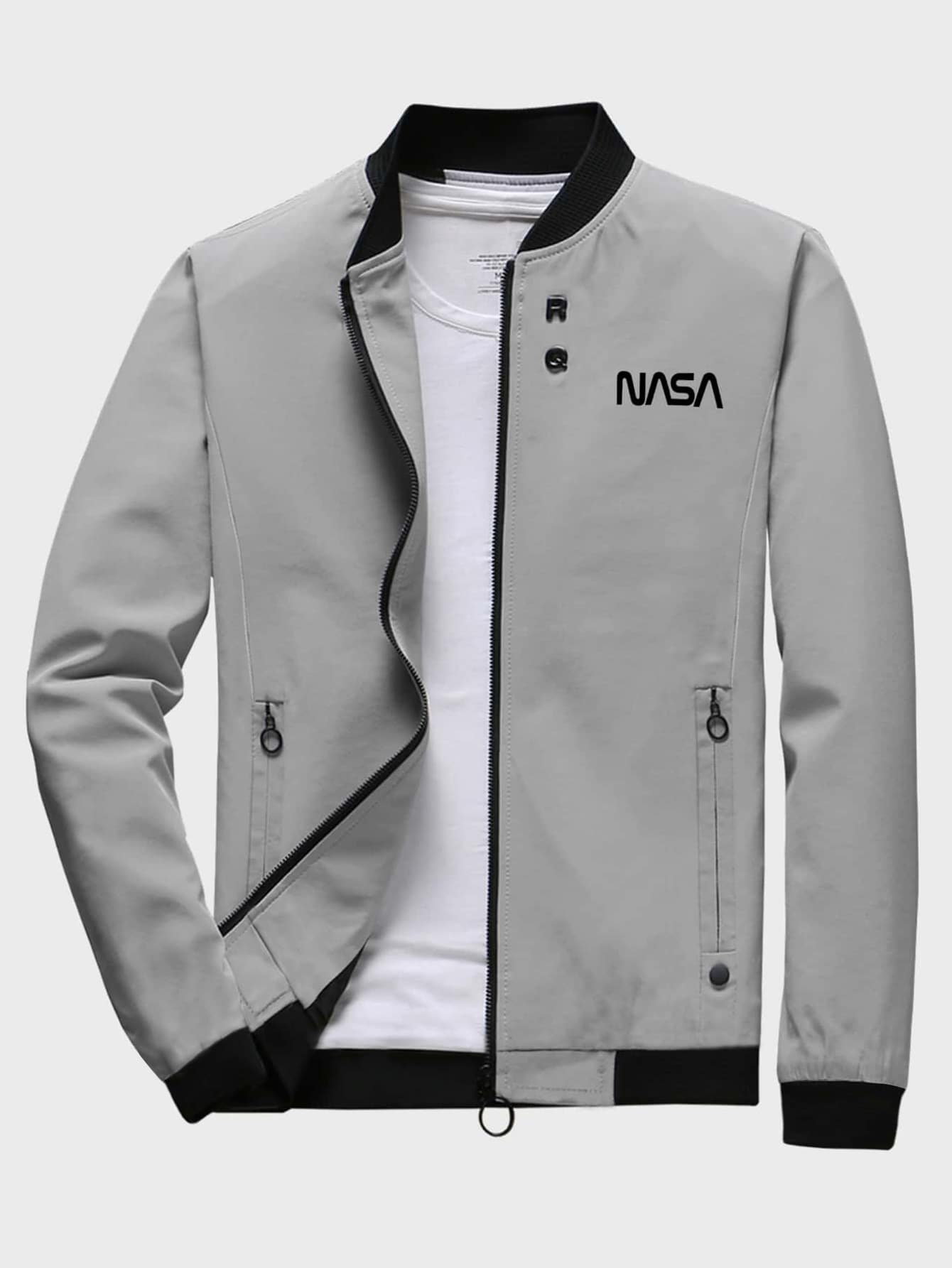 Guys Letter Graphic Bomber Jacket Without Tee