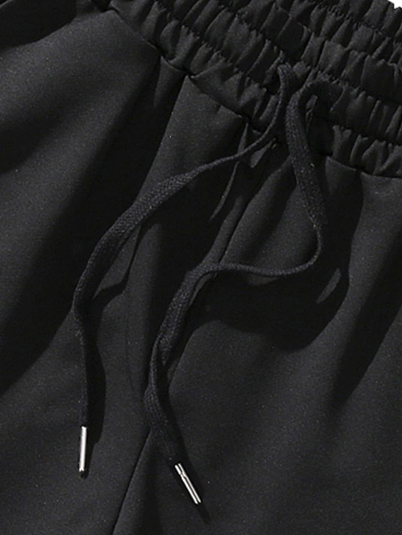 Guys Slogan Graphic Drawstring Waist Shorts