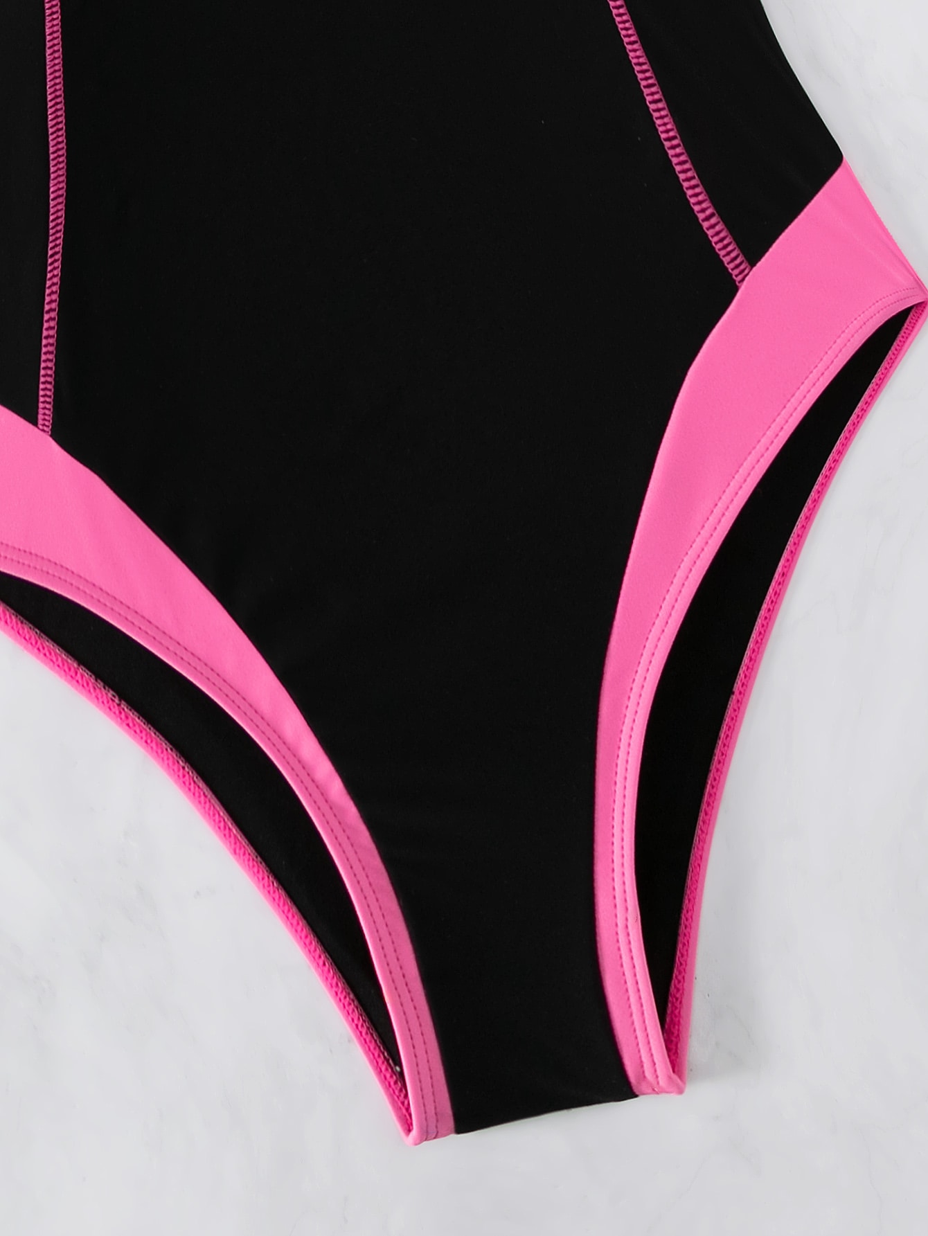 Summer Beach Letter Graphic Contrast Binding One Piece Swimsuit